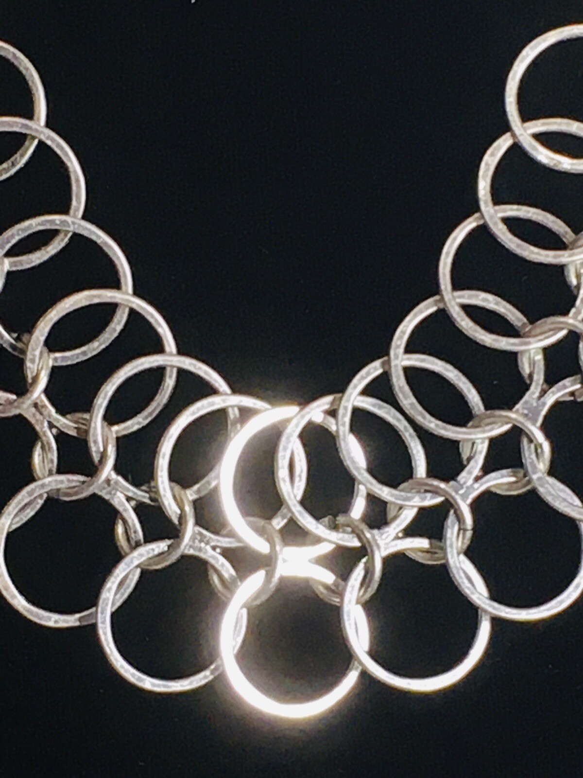 Lucky Brand Necklace Classic Silver Tone Double Circle Link Chain Adjustable