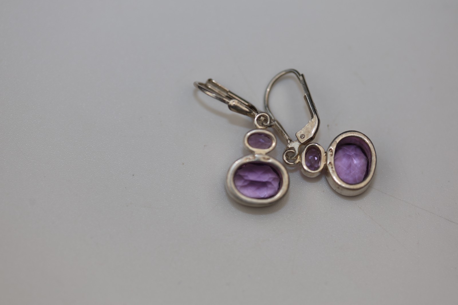 Purple Amethyst Gemstone Earrings Sterling Silver