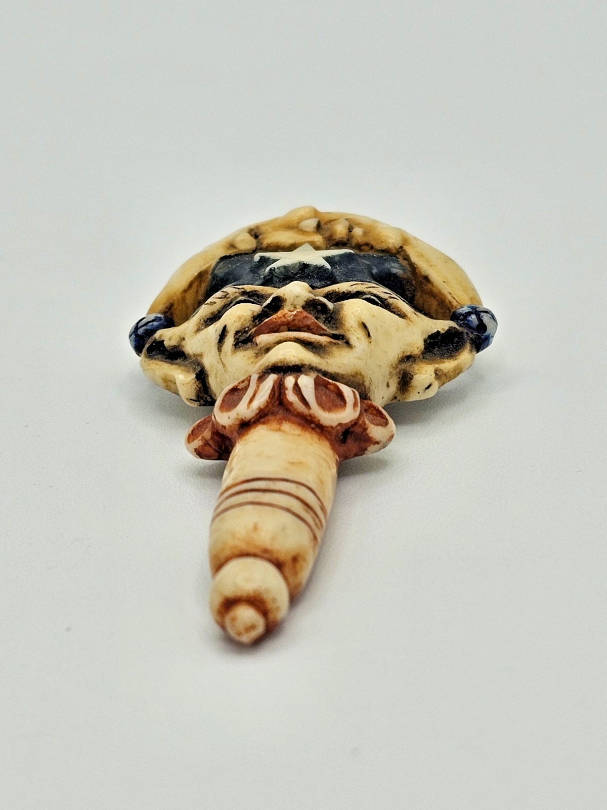 Oddity Jester Brooch Vtg Harlequin Carnivalesque Whimsical Celestial Pin SM140
