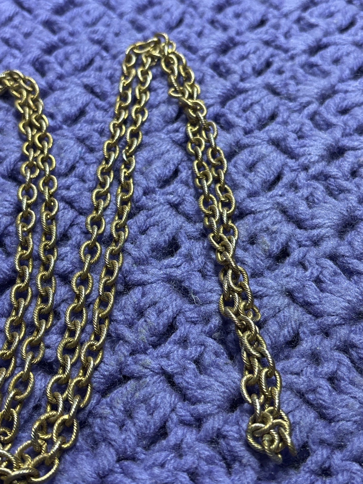 Vintage Goldtone Textured Chain Necklace No Clasp 53 inches Long