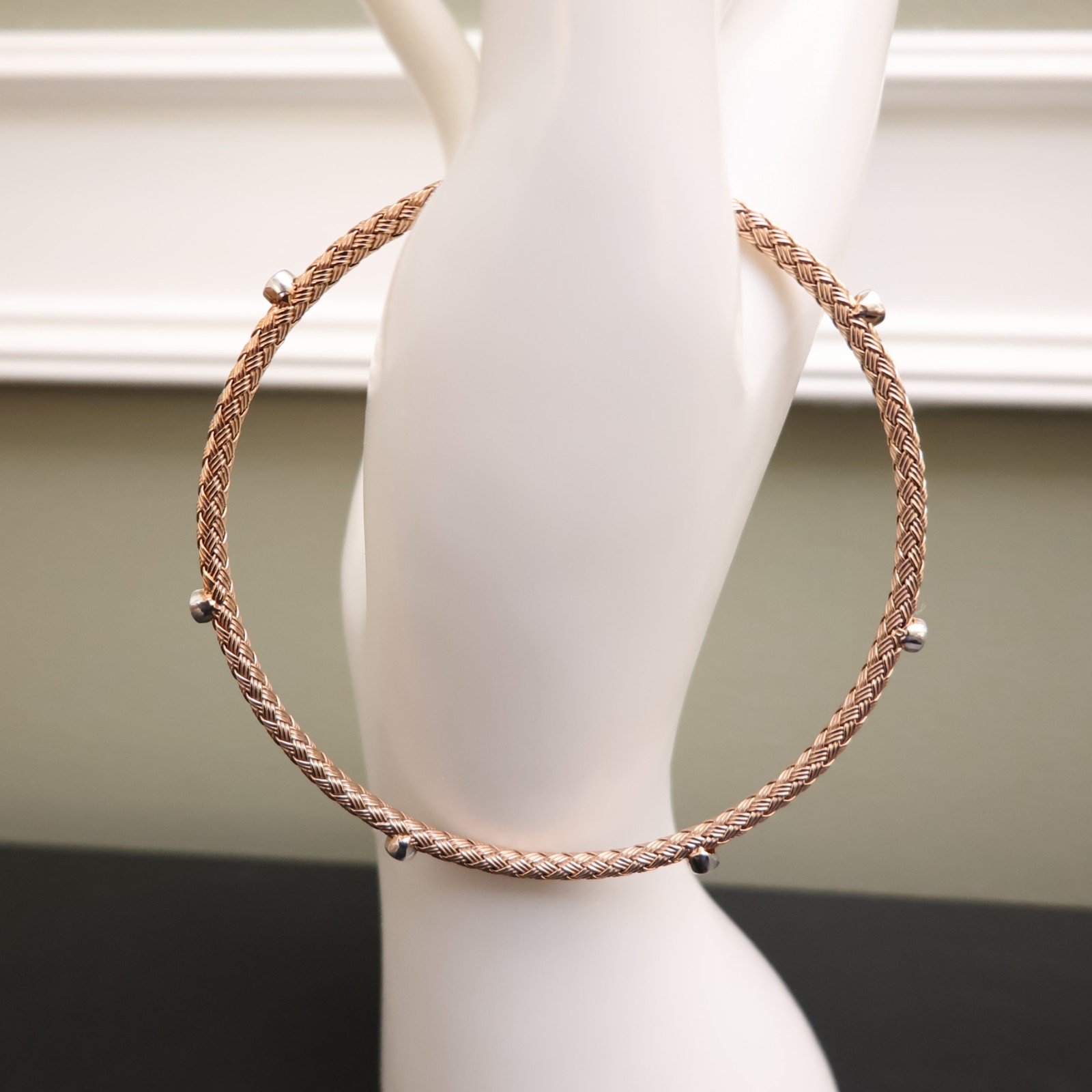 JCM Jewelry bracelet 18K rose gold clad 925 sterling silver DMQ stations 7.25in