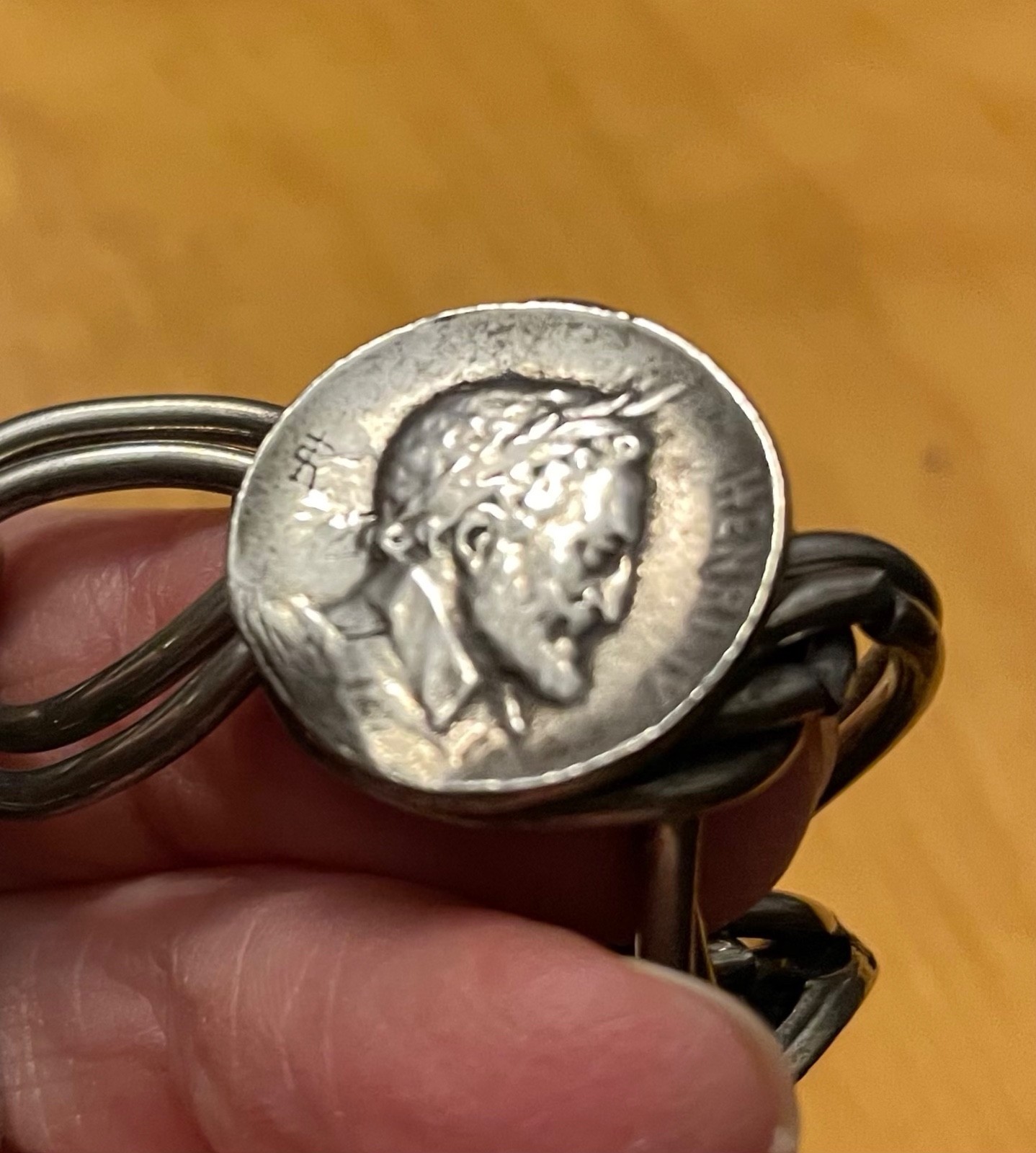 Louis Rault Mark Silver Content Link Bracelet with 4 Coin Monarch Faces