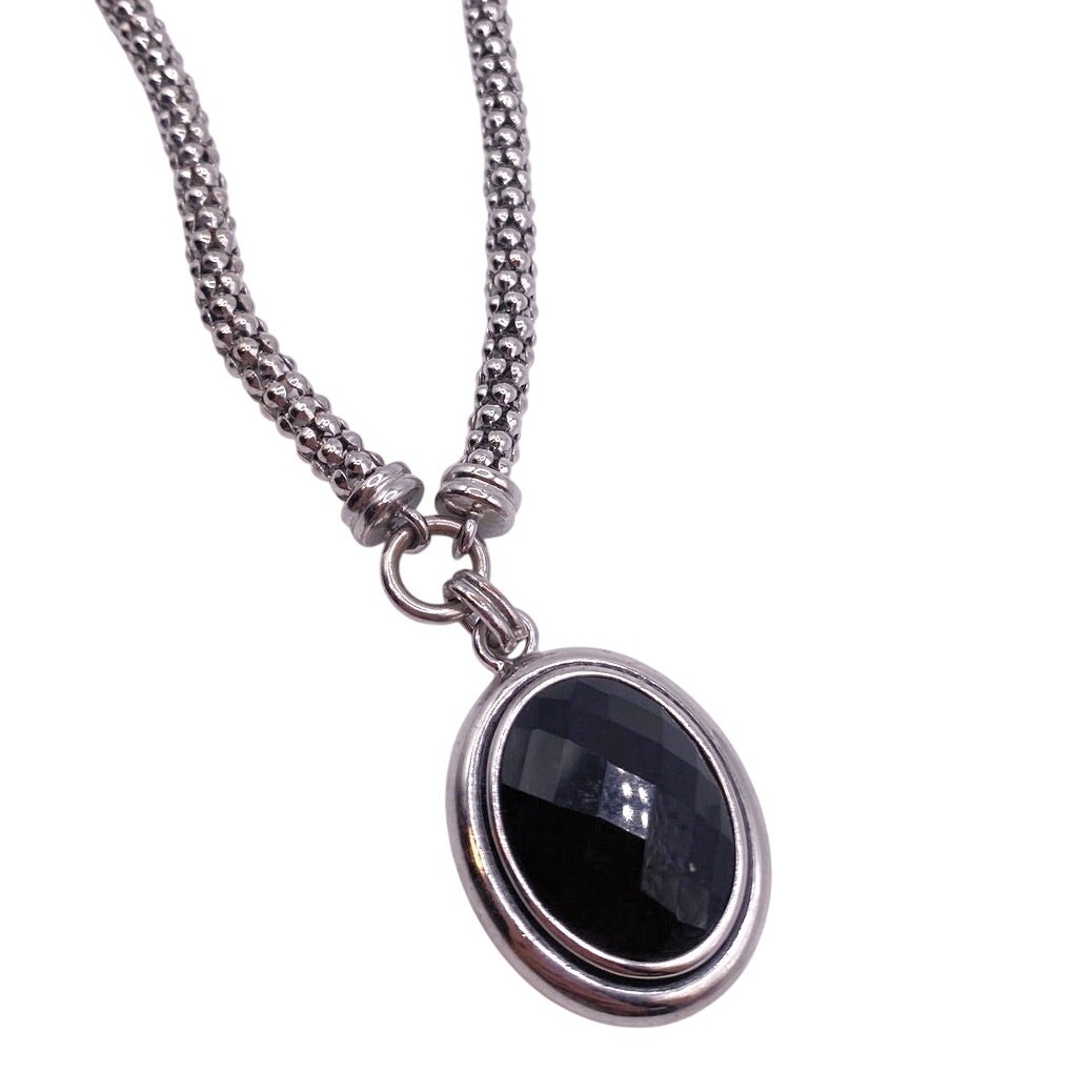 Napier Signed Vintage Necklace 22” Long Black Lucite Pendant