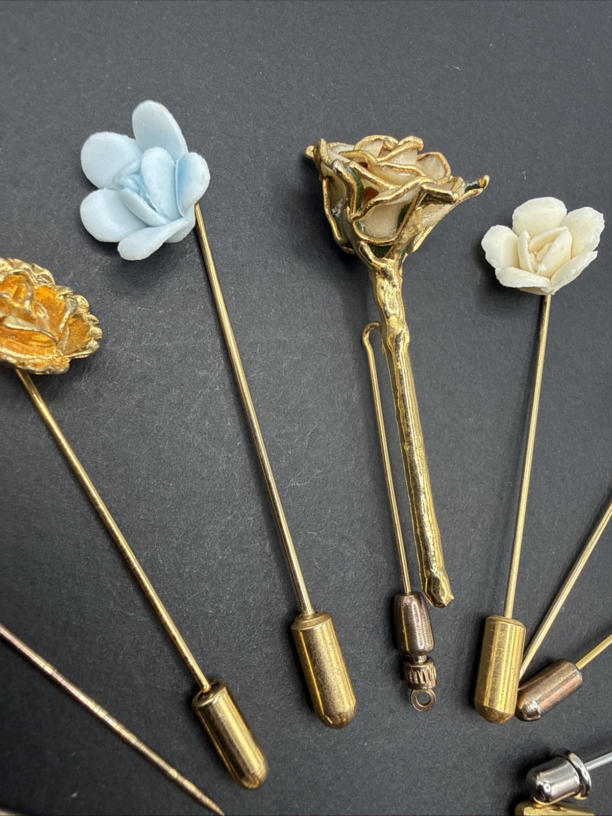 Lot Of Stick Pins – Spring Summer Flowers Metal Ceramic Rhinestone B7
