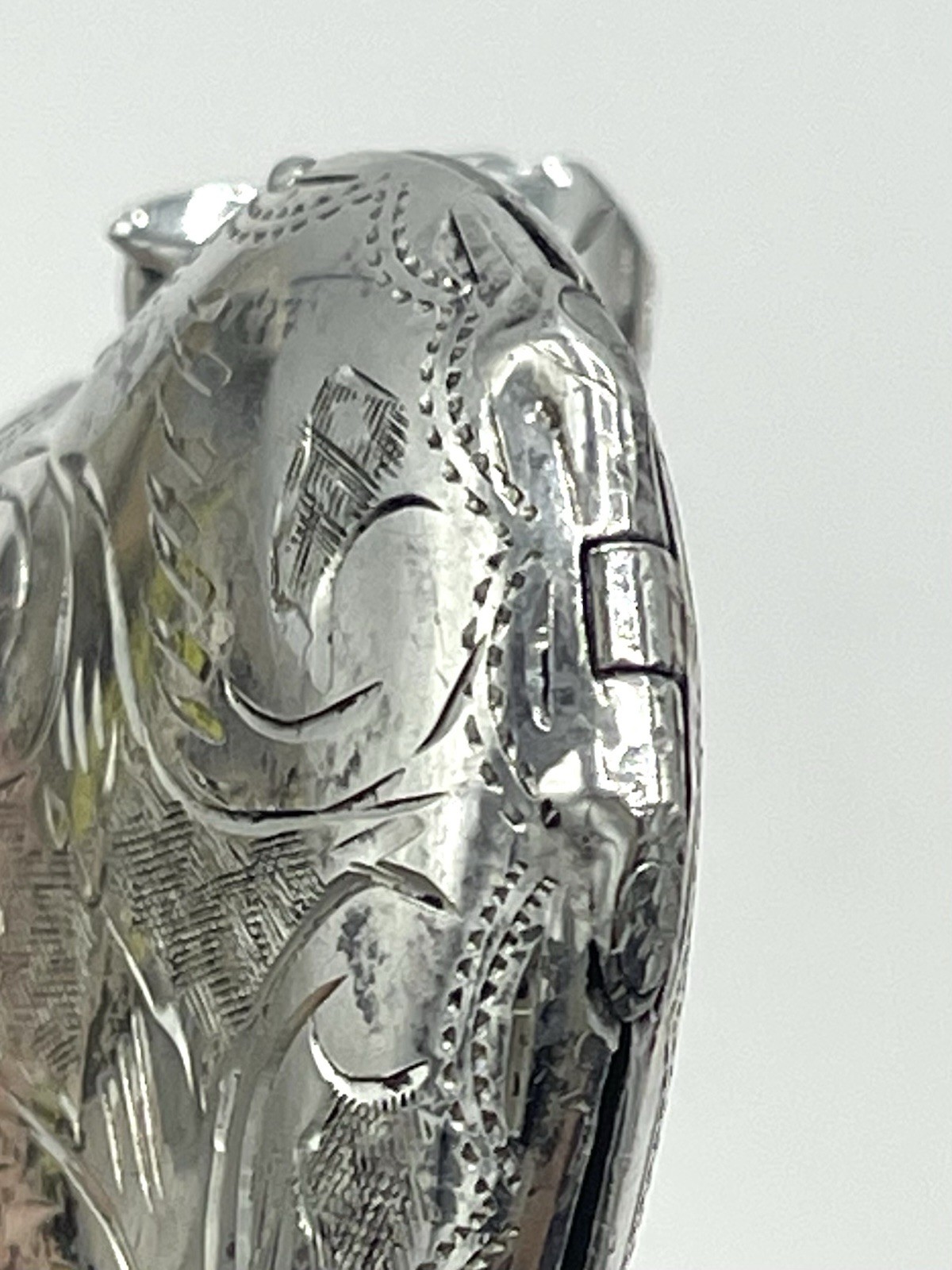 Vintage 925 Large Puff Ornate Etched Hollow Heart Locket Pendant Sterling Silver