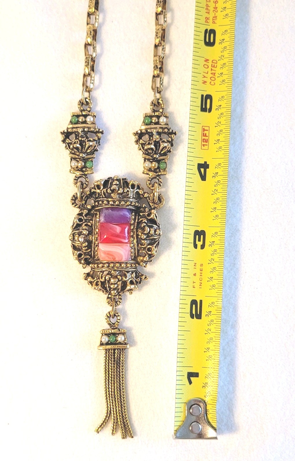 Vtg Selini Pink Purple Confetti Lucite Necklace Earring Set *Unsigned* Victorian