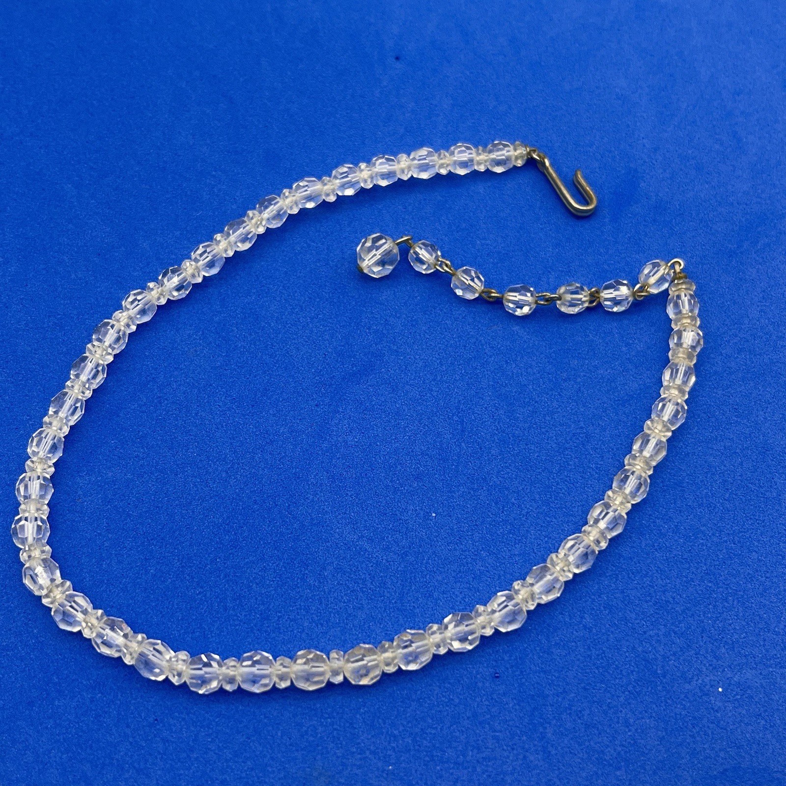 Vintage Crystal Bead Necklace Dainty Small Faceted Beads 14″