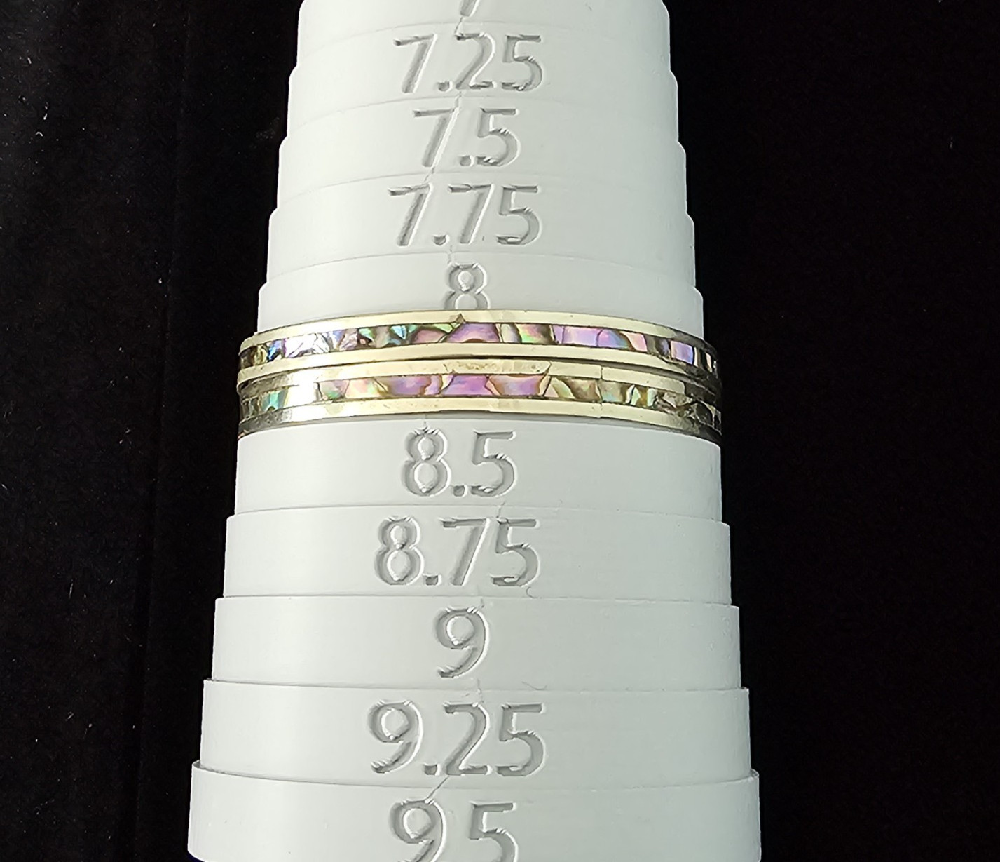 Set 2 Vtg Mexico Alpaca Silver Abalone Shell Inlay Bangle Bracelets 8.25″ Signed