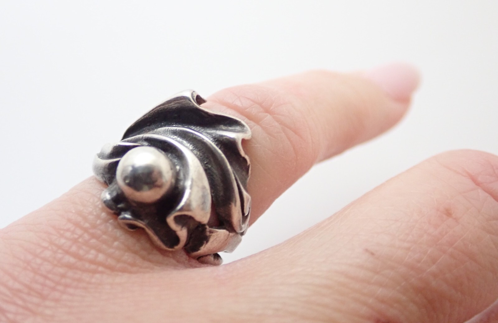 Vintage Arts and Crafts Abstract Modernist Sterling Silver Band Ring Sz 4.25
