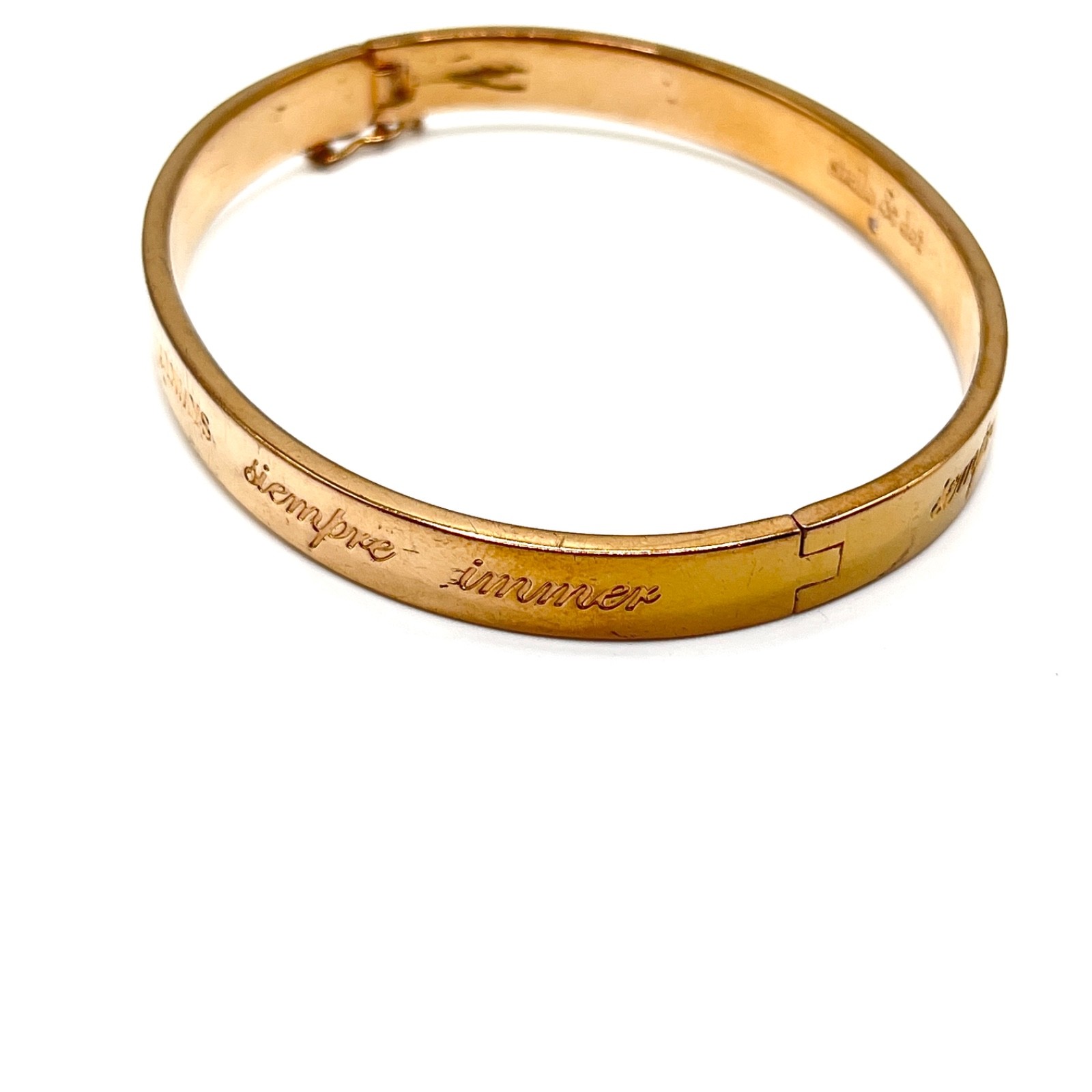 Stella And Dot Hinged Bangle Bracelet Engraved Always Be You Rose Gold Tone