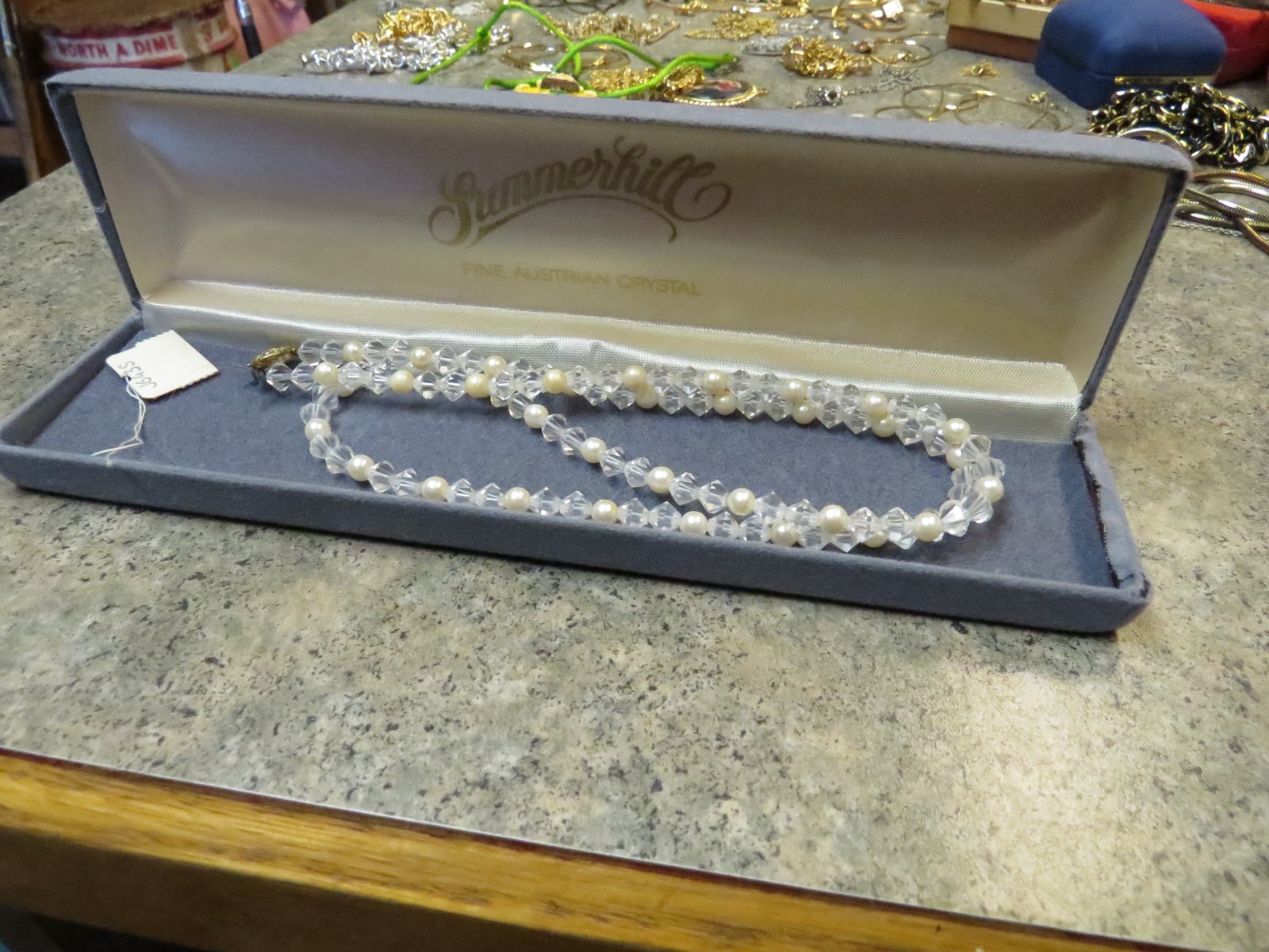 Vintage Austrian Crystal Necklace Clear 24″ Long USA