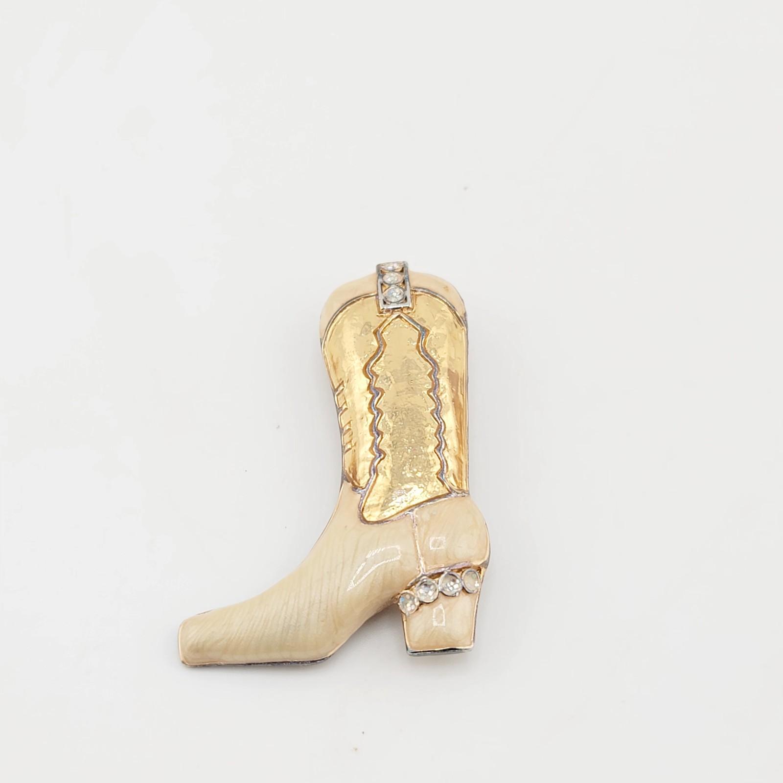 Vtg Brooch Pin Boot Cowboy Cowgirl Rhinestones Enamel Western Southwest Jewelry