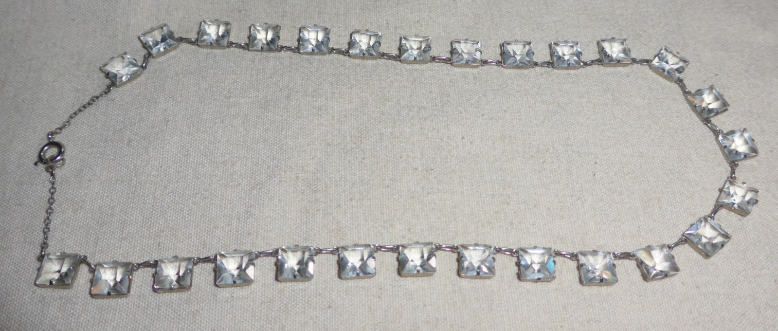 vtg 925 Sterling Silver & Rock Crystal Necklace 17″ 22g