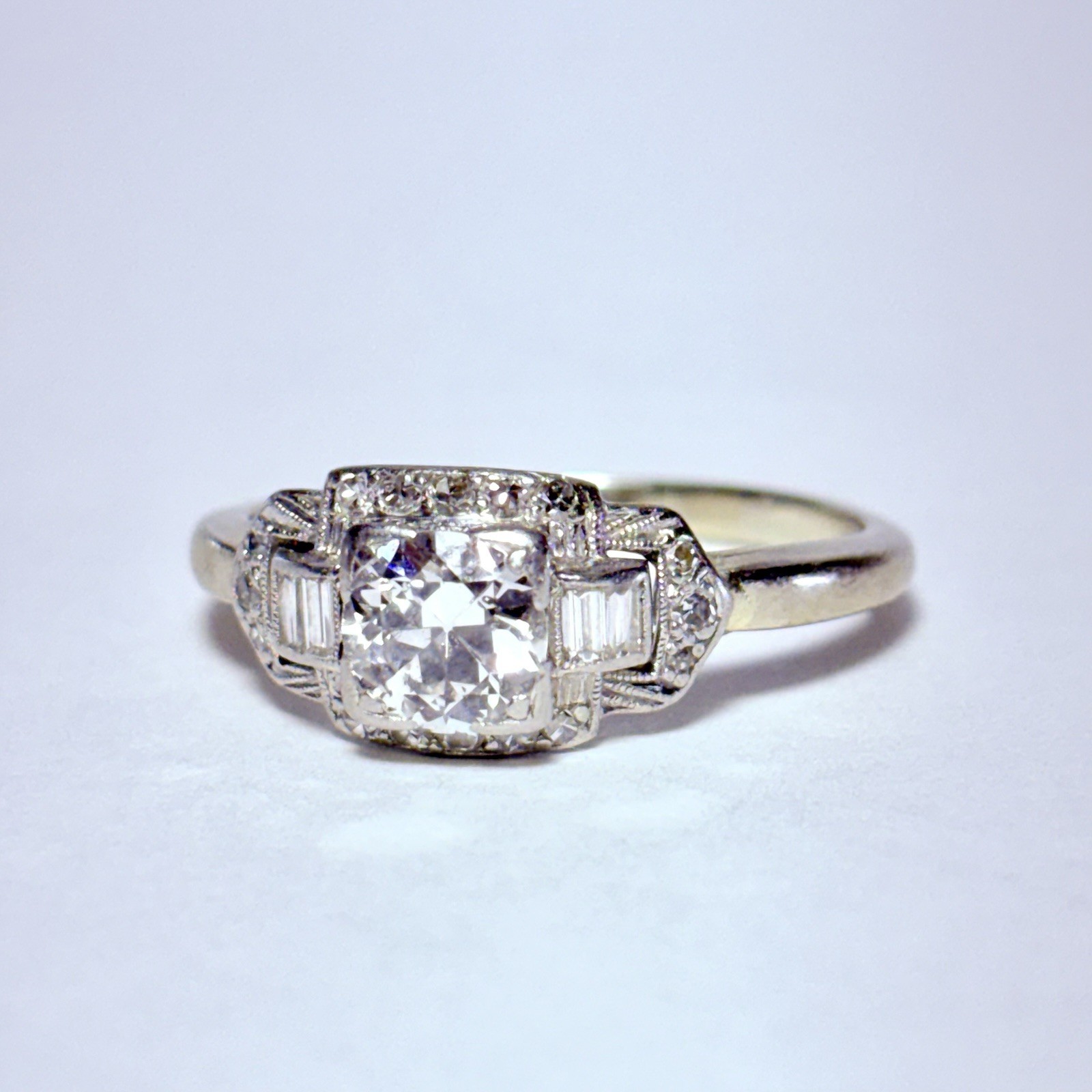 GG Certified 14K Gold 0.94ct Old European Diamond 0.22ctw Accents Sz 9 Ring 3.8g