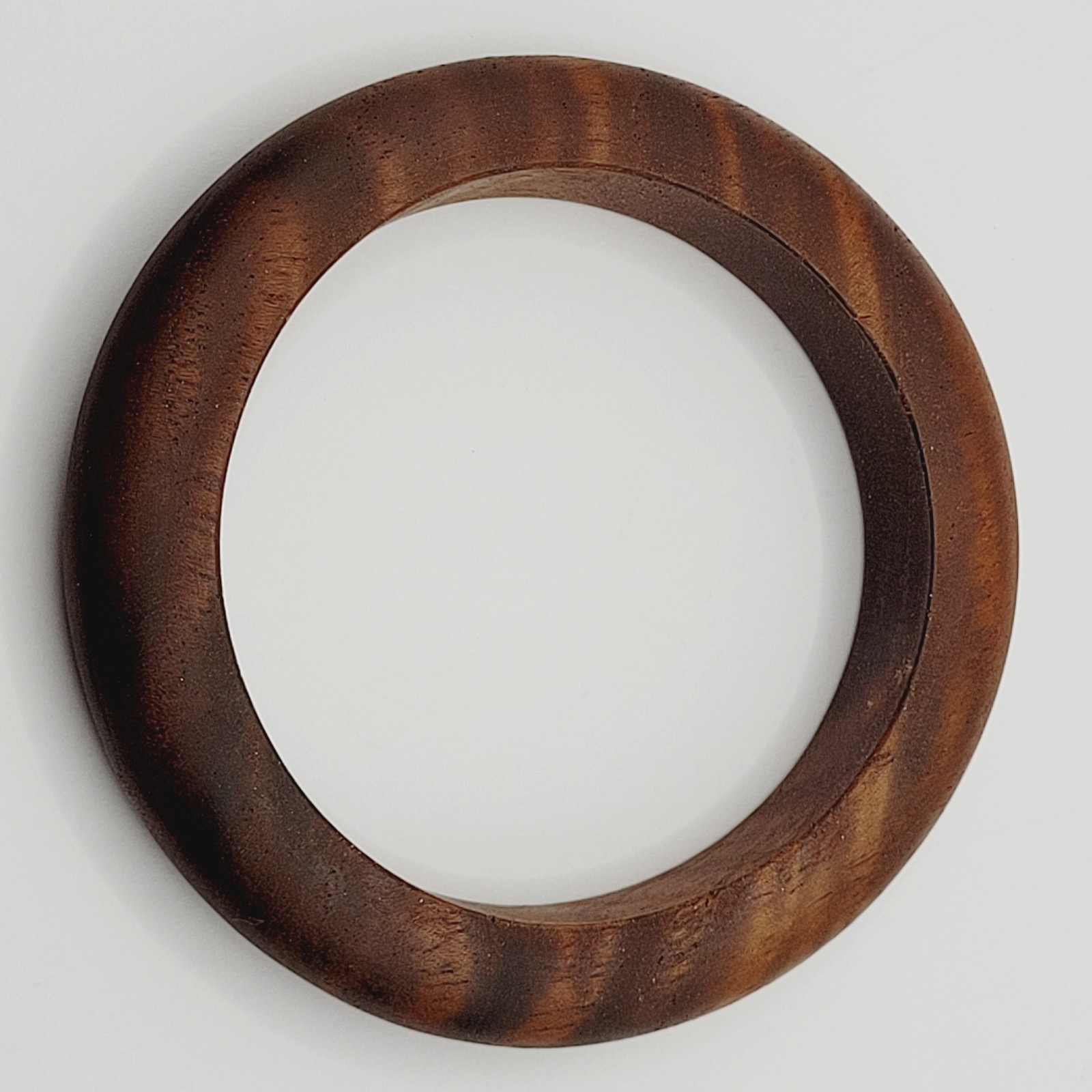 Brown Wood Bangle Dark Lines Matte Finish Retro Vintage 1980s Bracelet 8 Inch