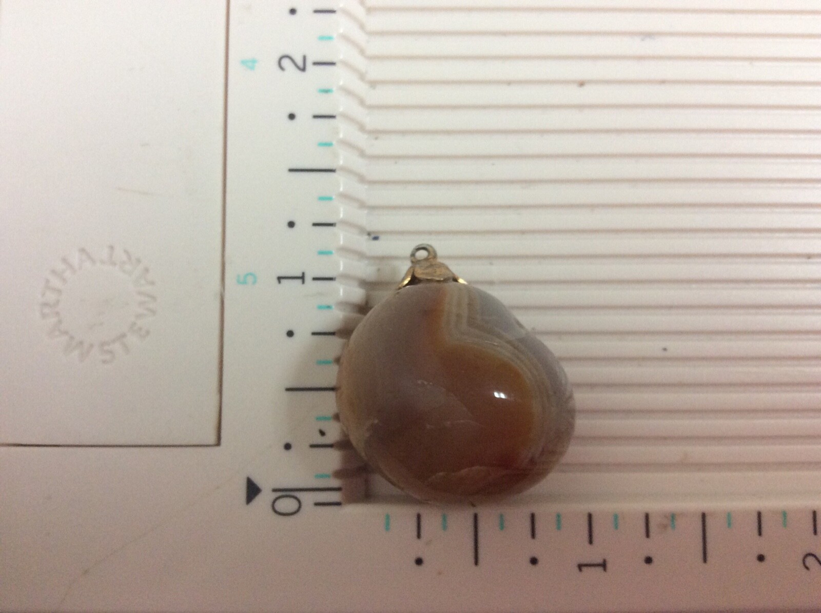 Vintage Polished Stone Swirl Agate Pendant Pear Shape