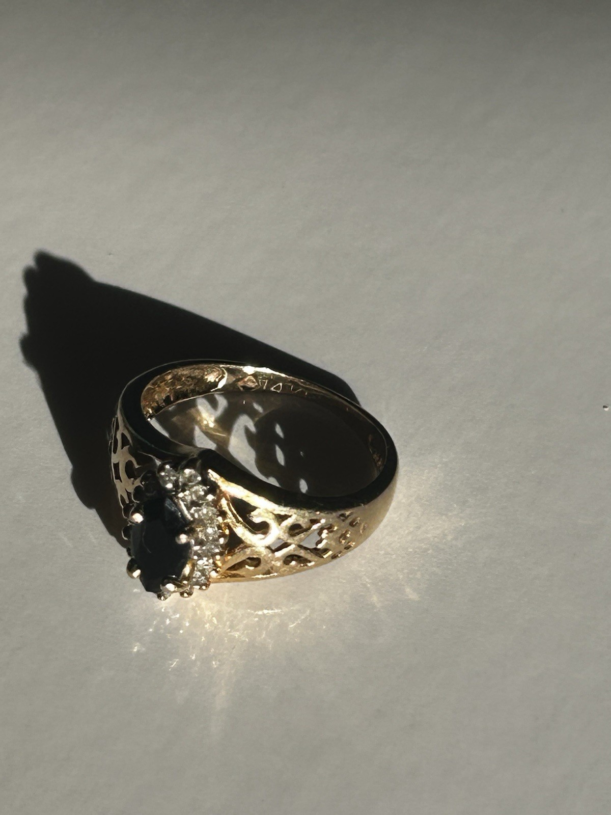 14K Gold Onyx Diamond Ring Vintage