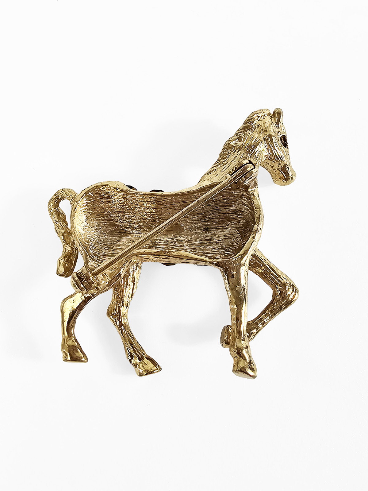 Vintage Horse Running Galloping Gold Tone Brooches Pins Bundle of 2