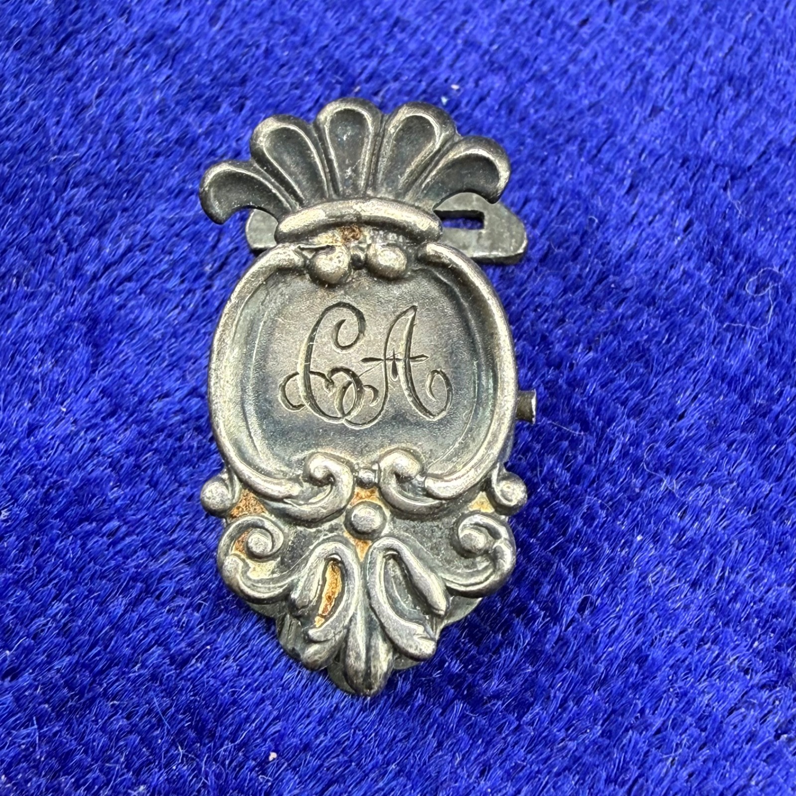 Vintage Watch Fob Clip Sterling Silver Engraved “CA”