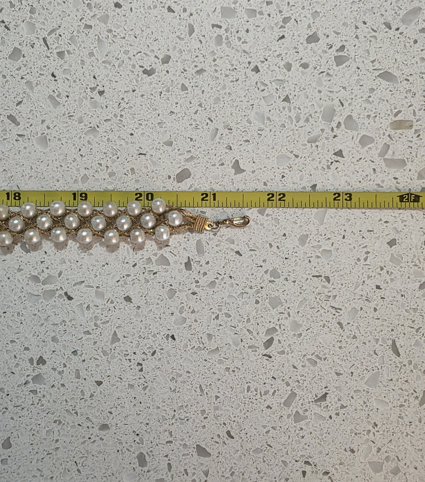 Vintage Braided Pearl and Gold Woven Necklace with J Hook Spring Clasp