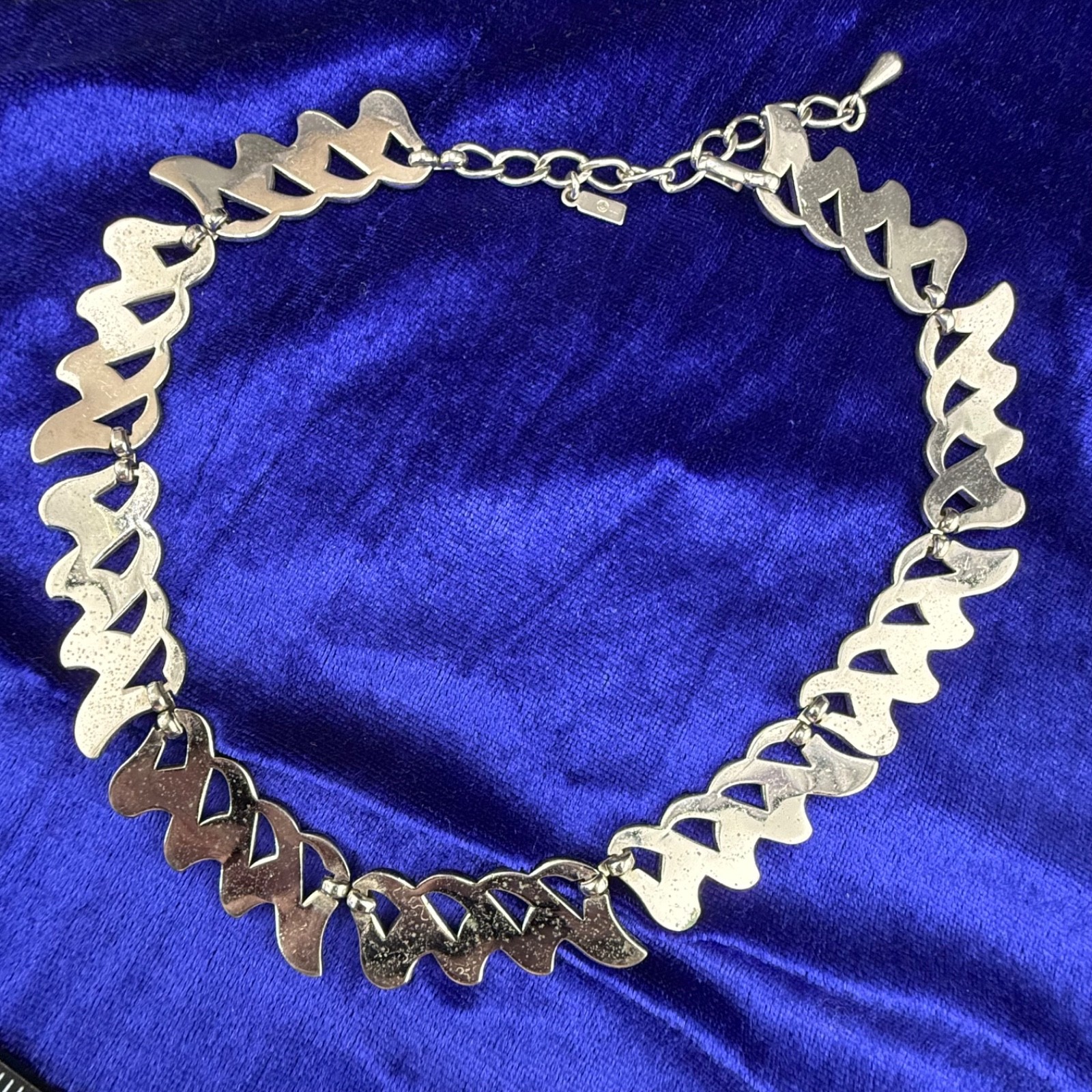 Vintage Monet Necklace Silver Tone Wave 16”