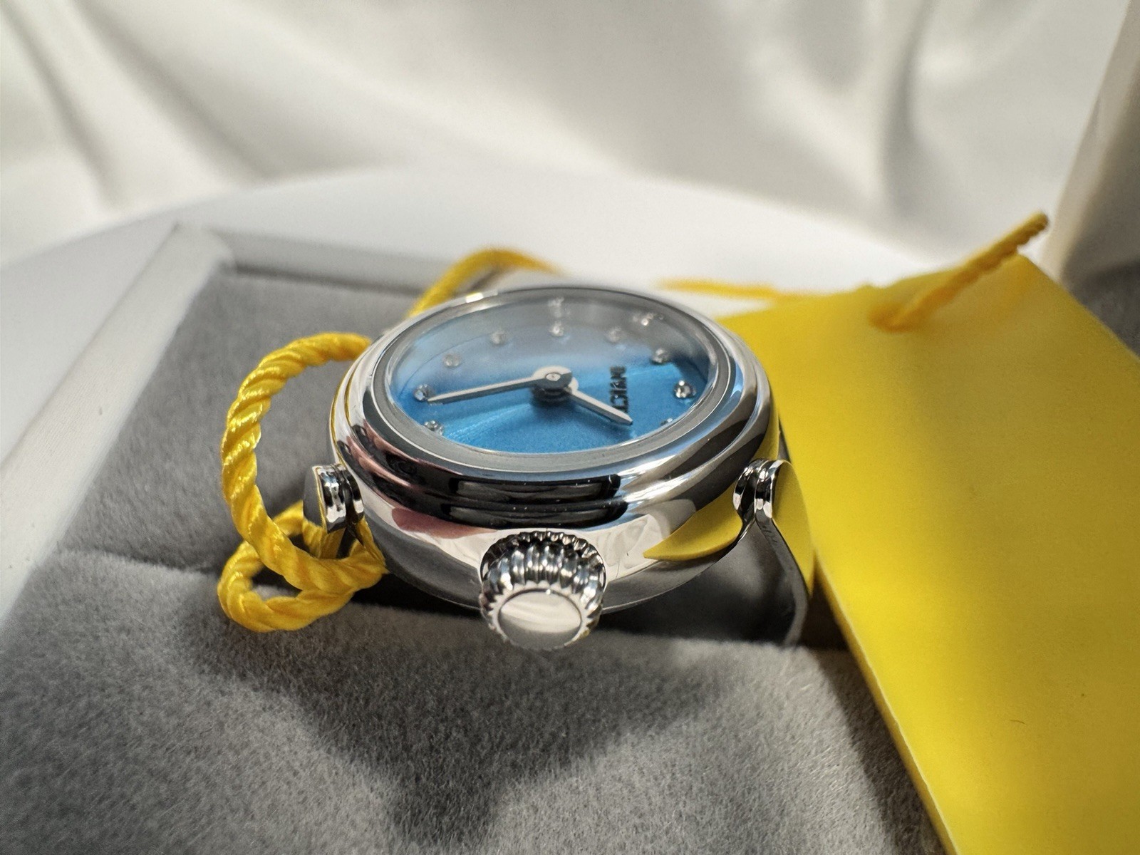 Ladies Invicta Mini Angel Adjustable Ring Watch 17.5mm Pair. 1 Blk, 1 Blue