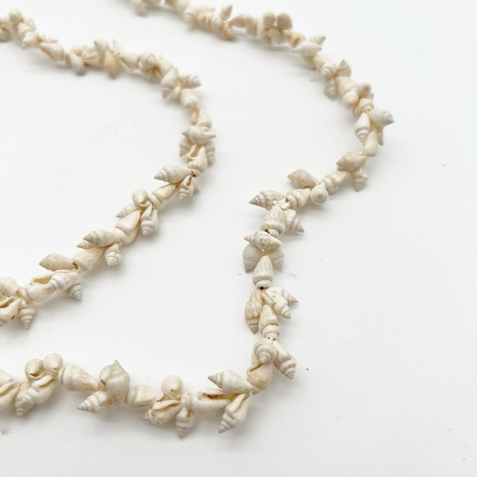Shell Necklace Vintage Seashell Hawaiian Long Single Strand Wrap 52” Natural
