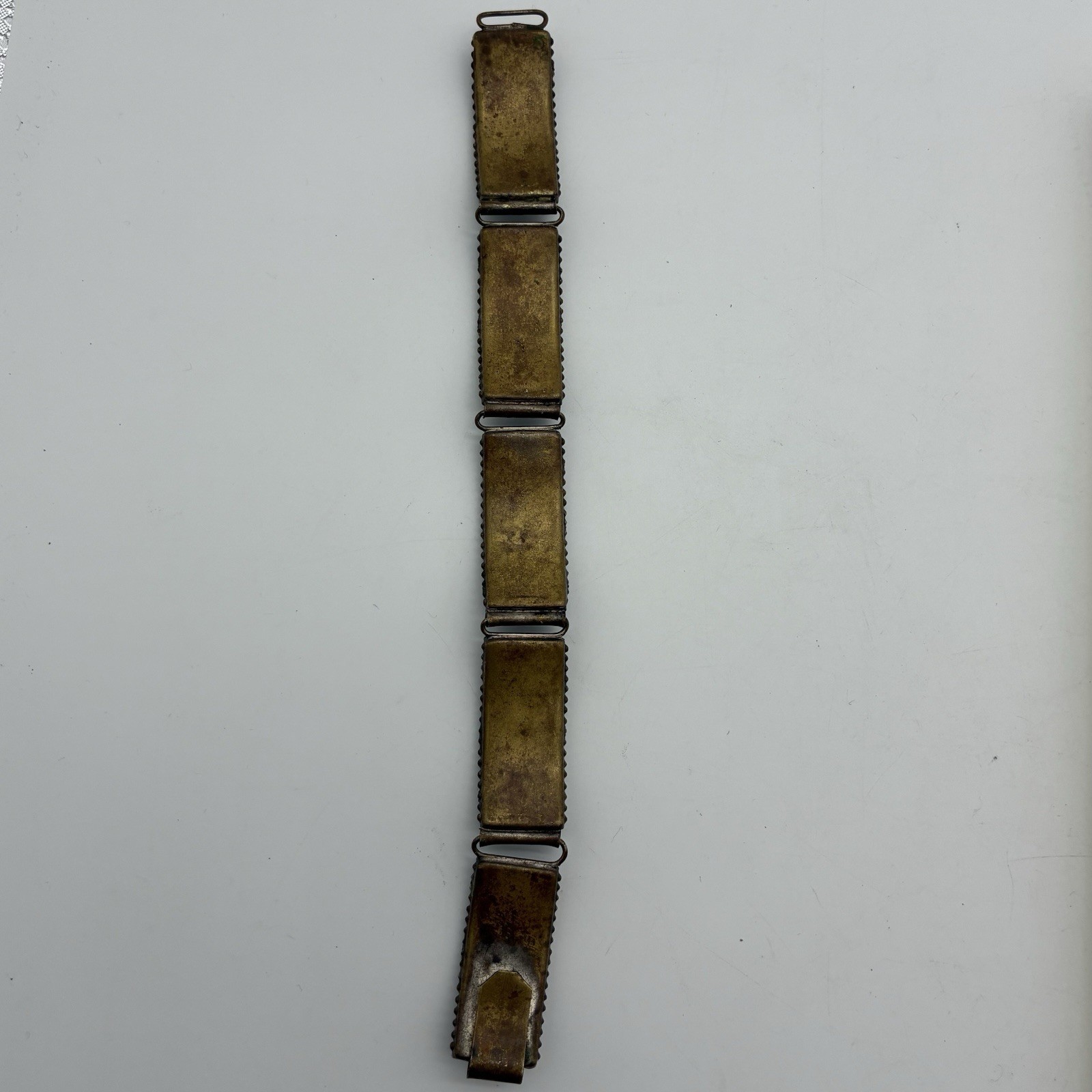 Vintage Micro Mosaic Wildflower Italian Brass Panel Bracelet 8” & Pin Read Desc.