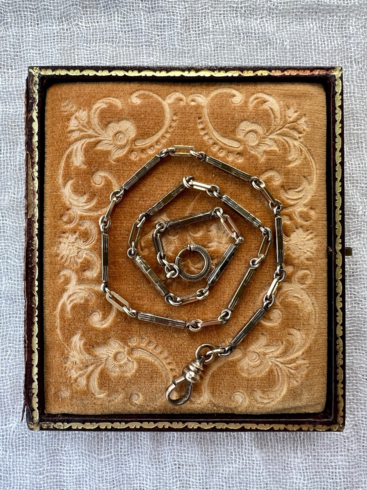 Antique CAM & Co Gold Filled Two Tone Watch Chain Dog Clip 13.25″