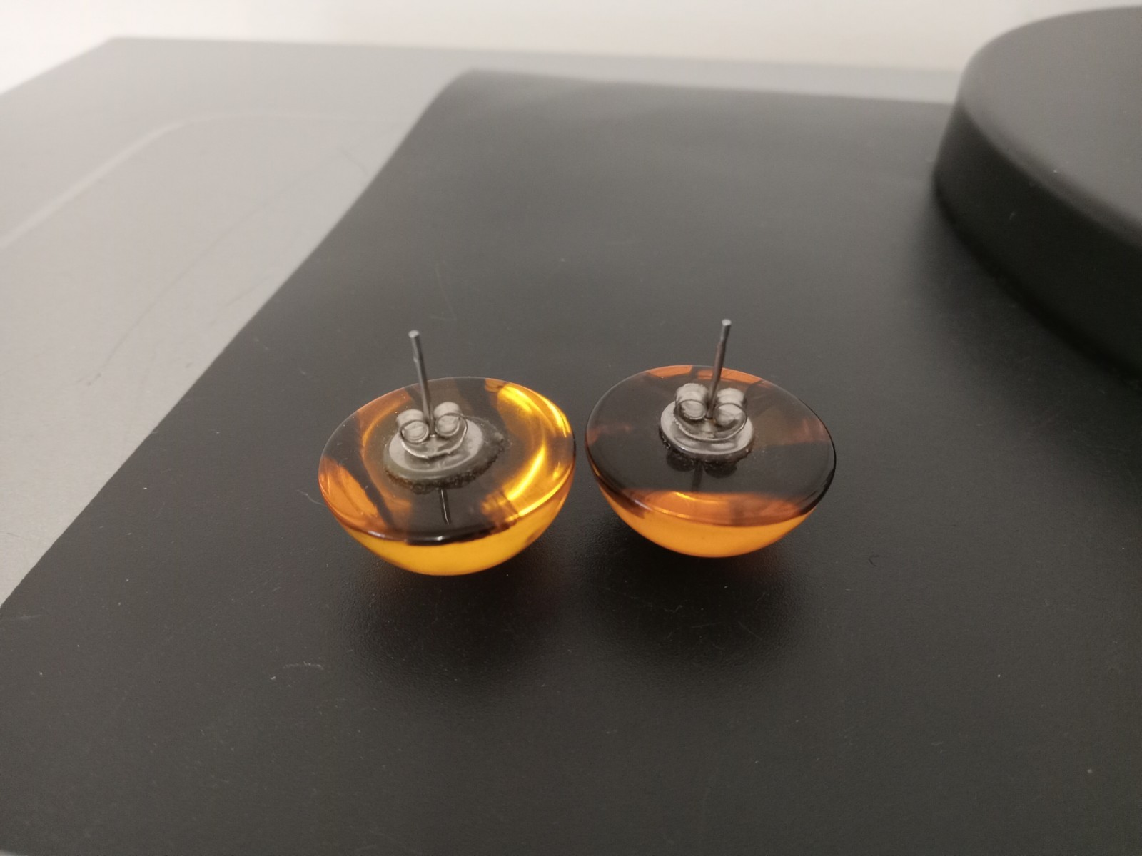 Vintage Amber Acrylic Resin Stud Earrings