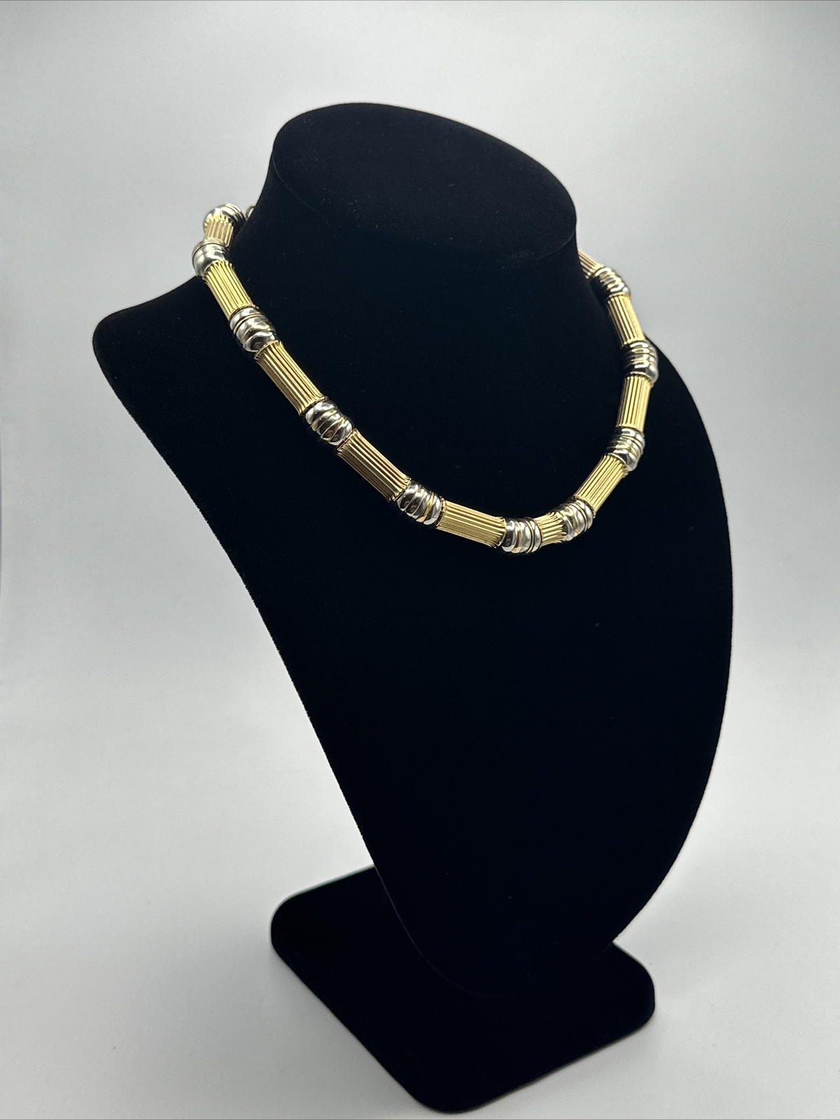 Vintage Gay Boyer Choker Necklace Gold And Silver Beaded #376