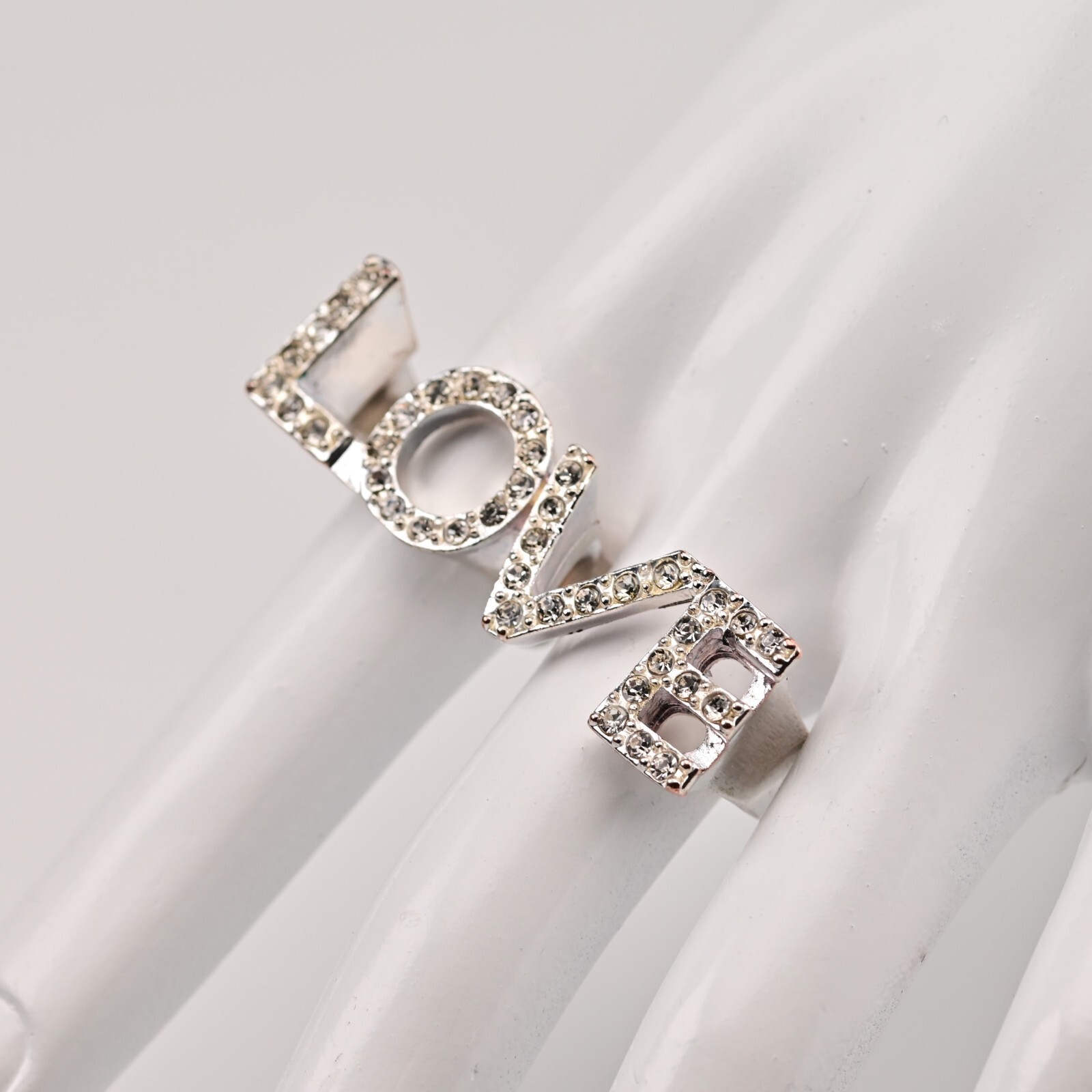 LOVE Letter Original Vintage Rhinestone Designer Cubic Zirconia Dual Estate Ring
