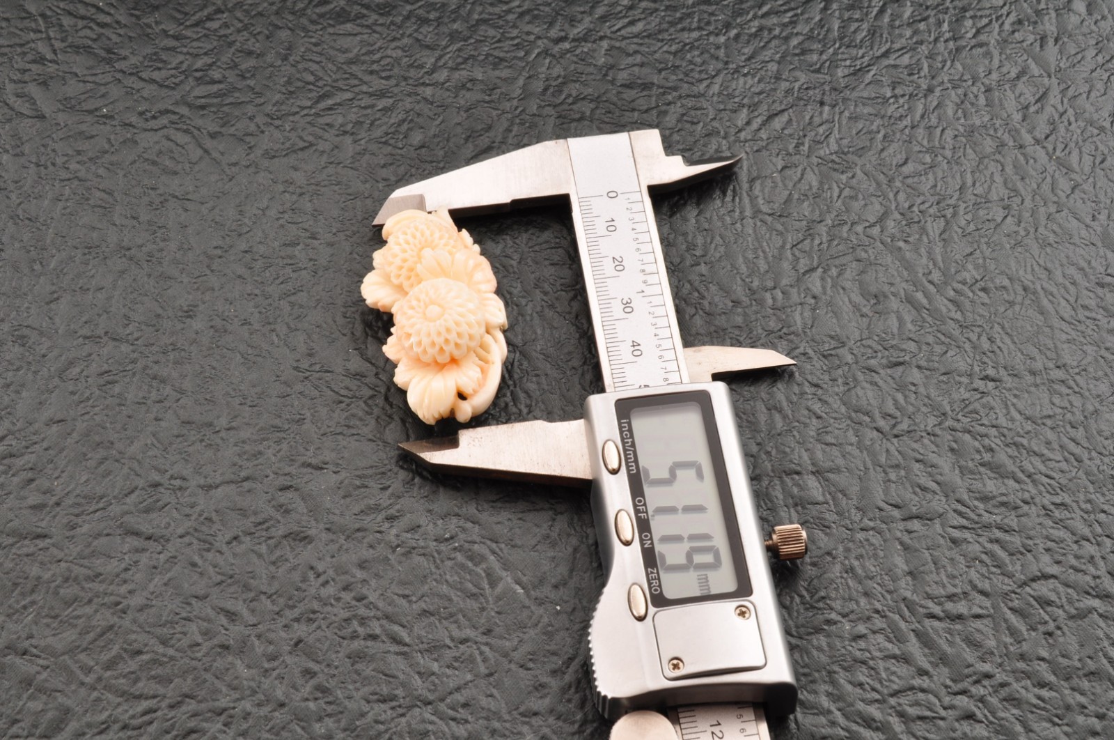 Vintage angel skin coral carved, “Chrysanthemum” and Certificate (total 83.0ct).