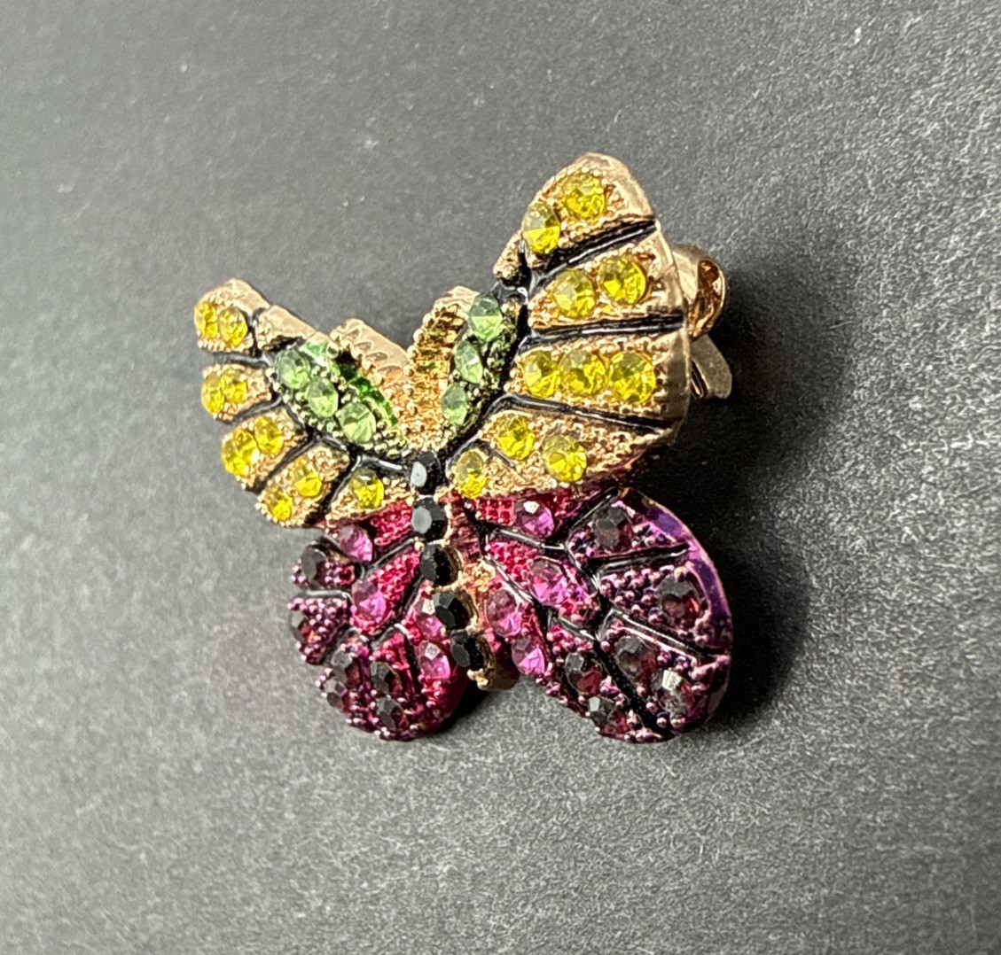 Colorful Rhinestone Butterfly Brooch Pin J37b