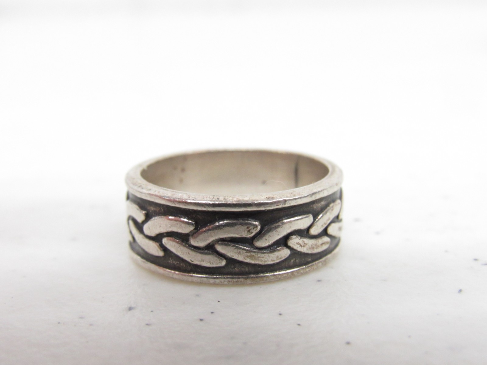 Vtg Taxco 5.3G Sterling Silver Twisted Rope 8mm Band Ring Sz 5.5