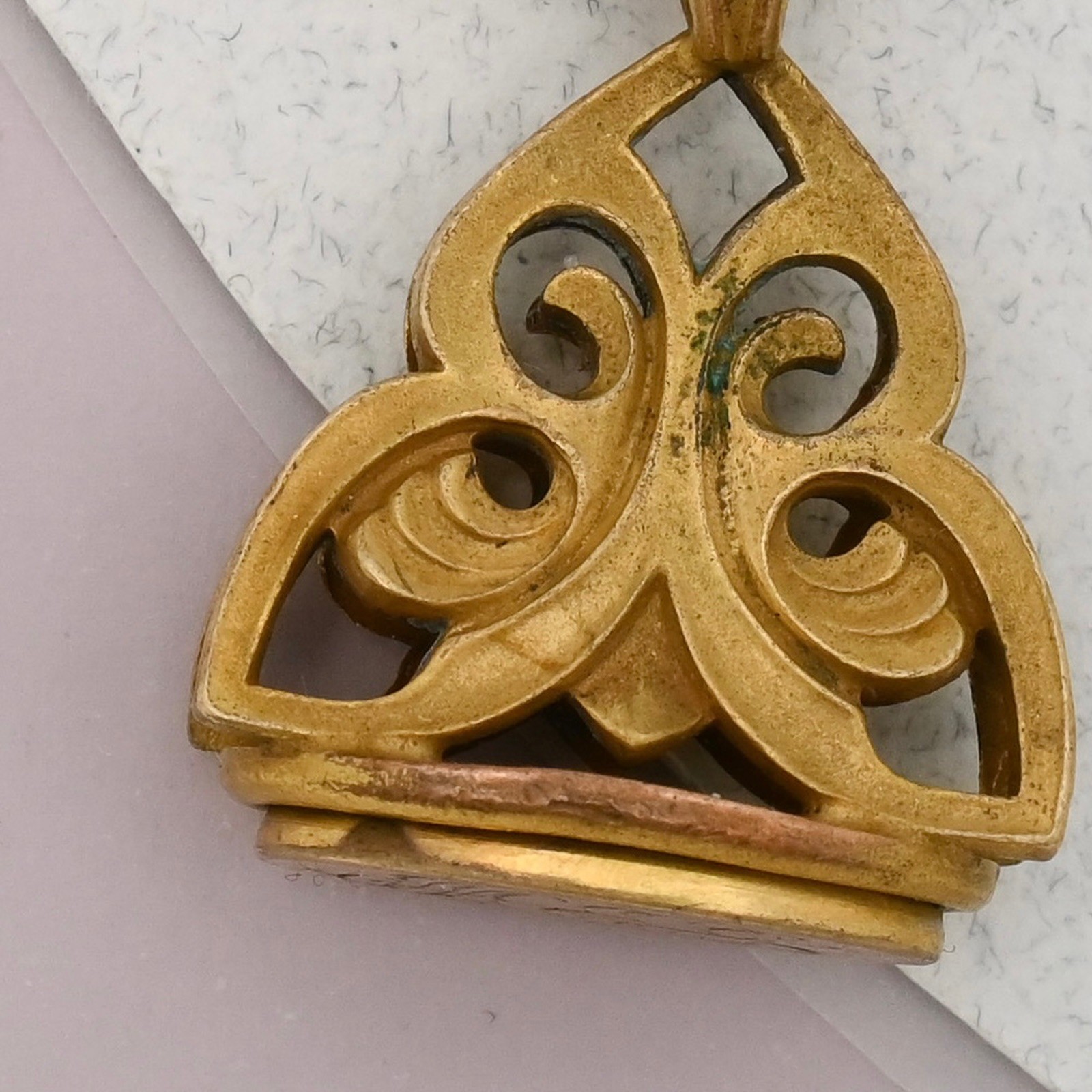 Antique Victorian Oversized Bail Foliate Yellow Gold Filled Fob Charm Pendant