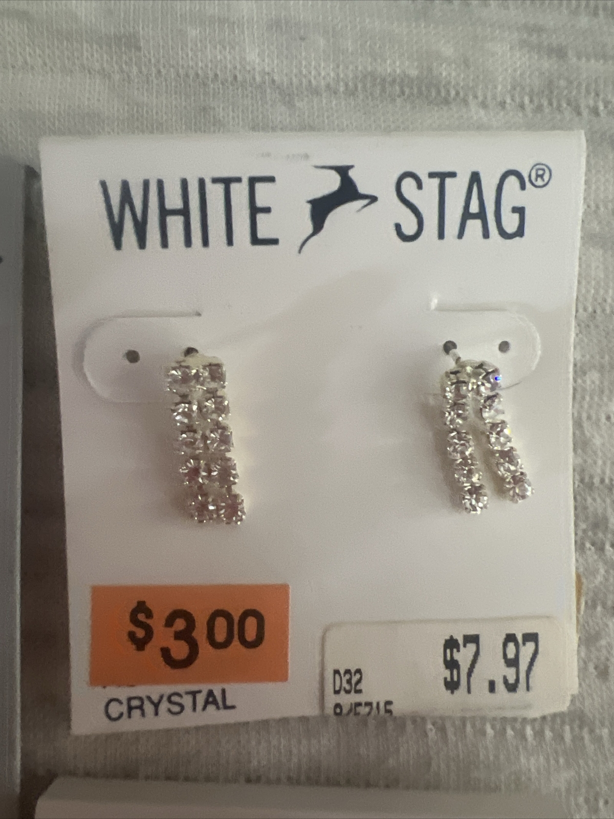 Vintage 90s White stag Earring Lot Wal-mart Pearl Crystal Glass Lot Of 5 ..