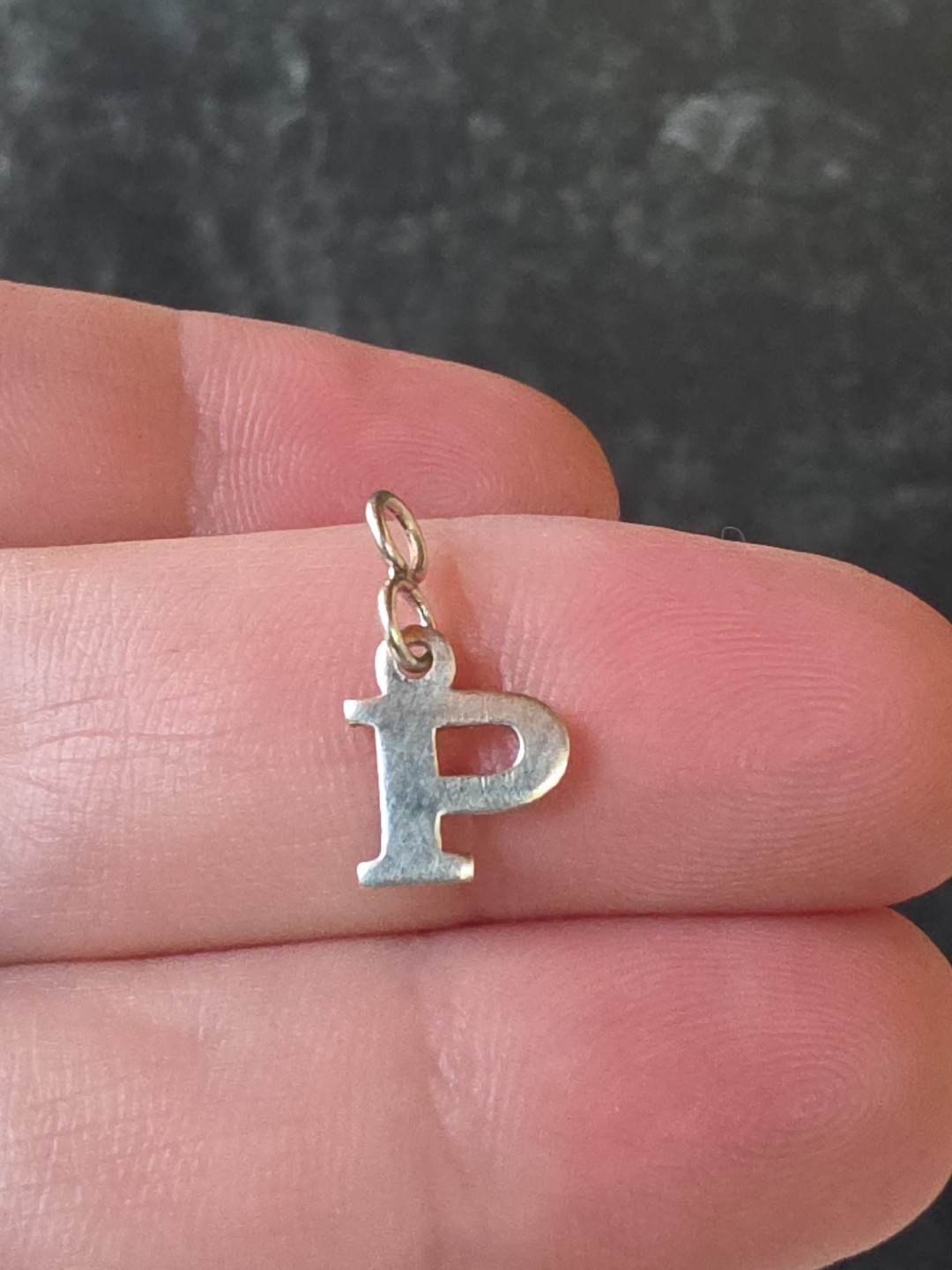 925 Sterling Silver Letter P Shaped Pendant/Charm Vintage
