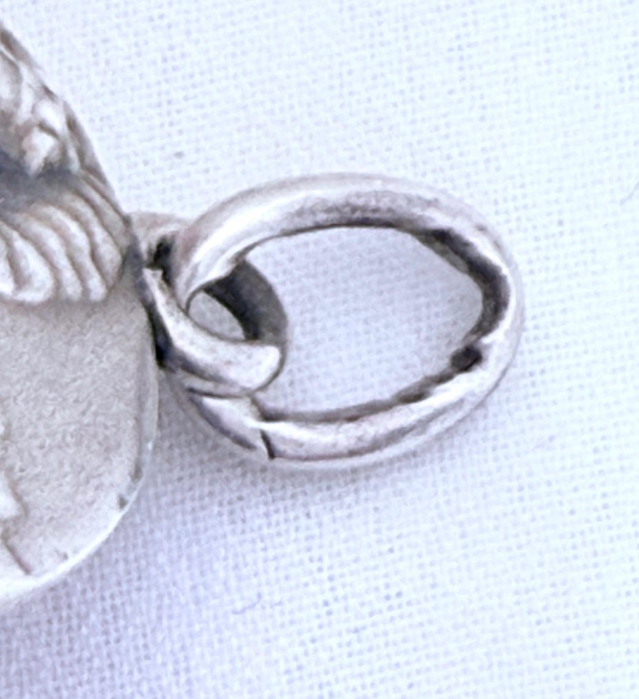 Vintage Sterling Silver 900 Virgin Mary Apparition Relief Medal Pendant 39mm