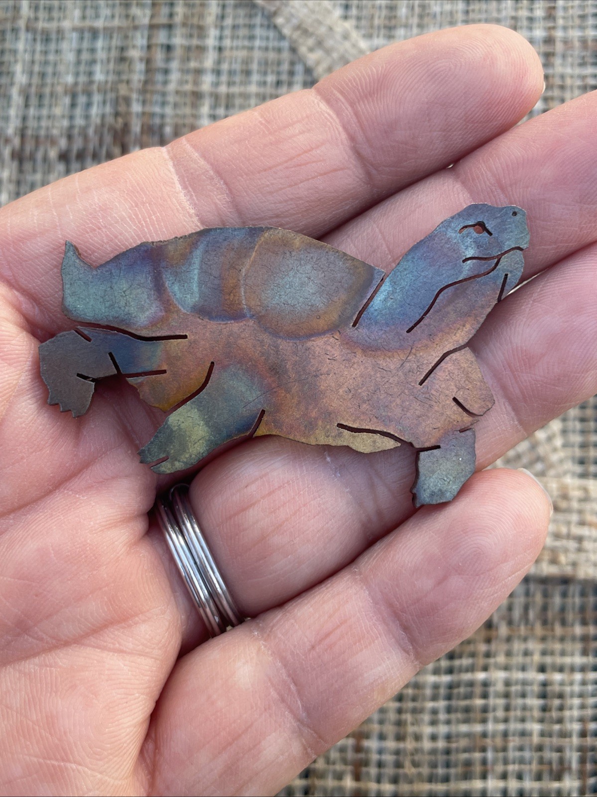 Vintage Copper Turtle Jewelry Brooch 2” 3/8 Long With Patina