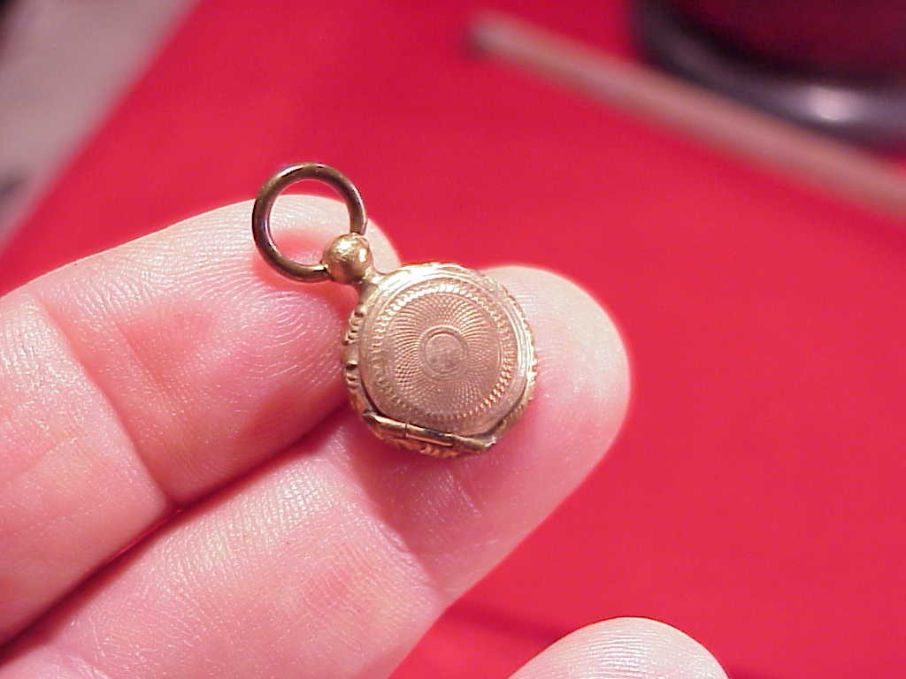 Antique TINY 1/2 INCH Vintage Victorian Small Gold Filled Hair Mourning Locket