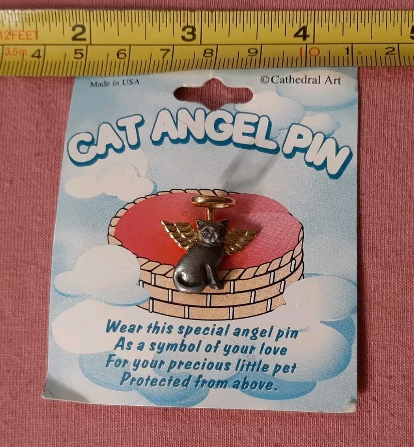 Cat Angel Pin Camco jacket lapel pin Guardian Angel