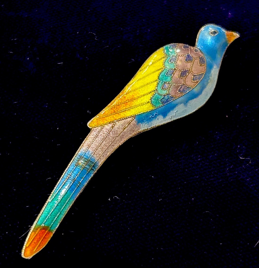 Vintage Antique Sterling Silver Colorful Enamel Parrot Bird Brooch Pin READ