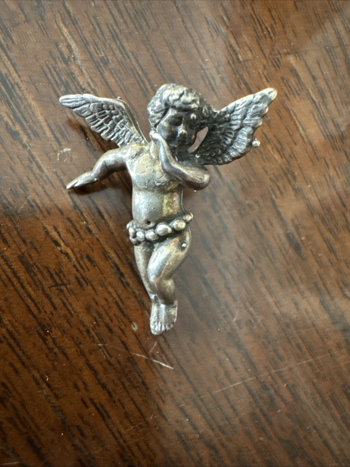 Sterling Silver Cherub Guardian Angel Pin 5.2 Grams Vtg