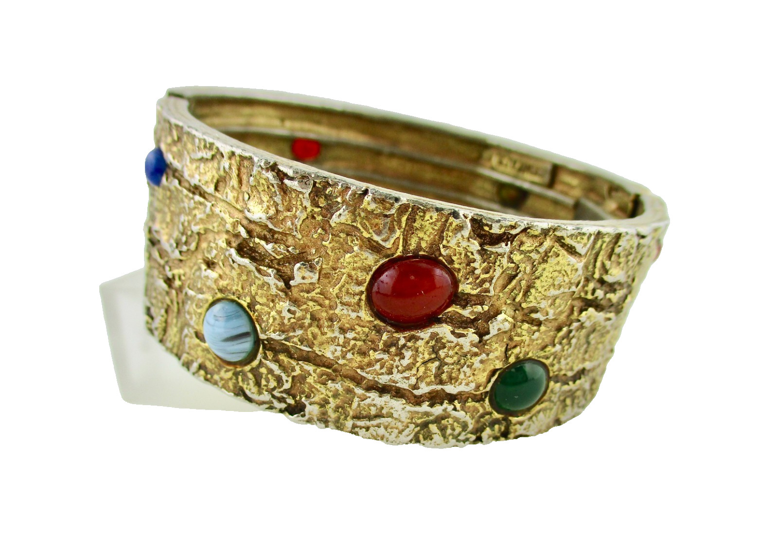 Vintage Robert Zentall Jeweled Multicolored Hinged Bangle Bracelet
