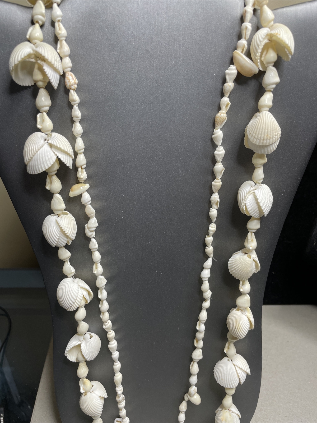 2 Strands Of Vintage Trumpet, Conch & Cowrie 1950’s Island Lei’s, Post Landing