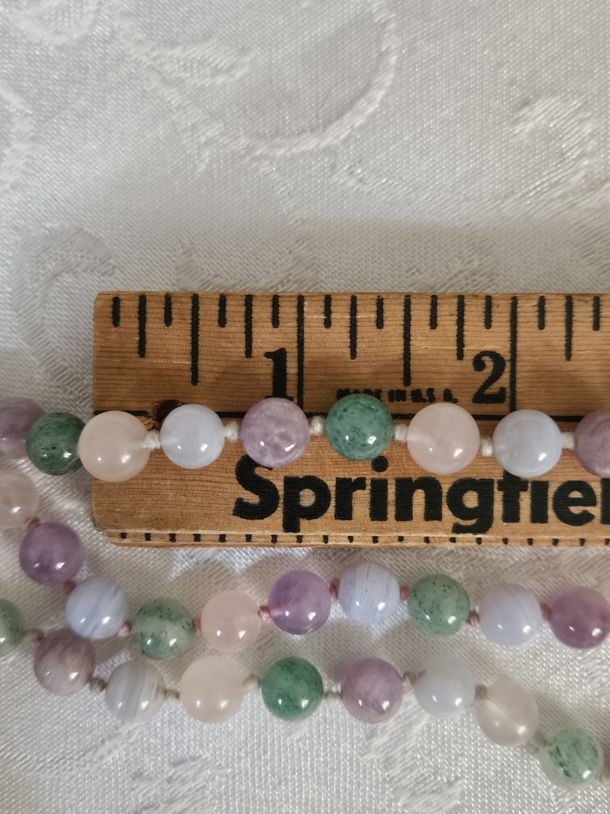Vtg Multi Color Pastel Round Beaded Necklace Bracelet Set Jade Agate Quartz