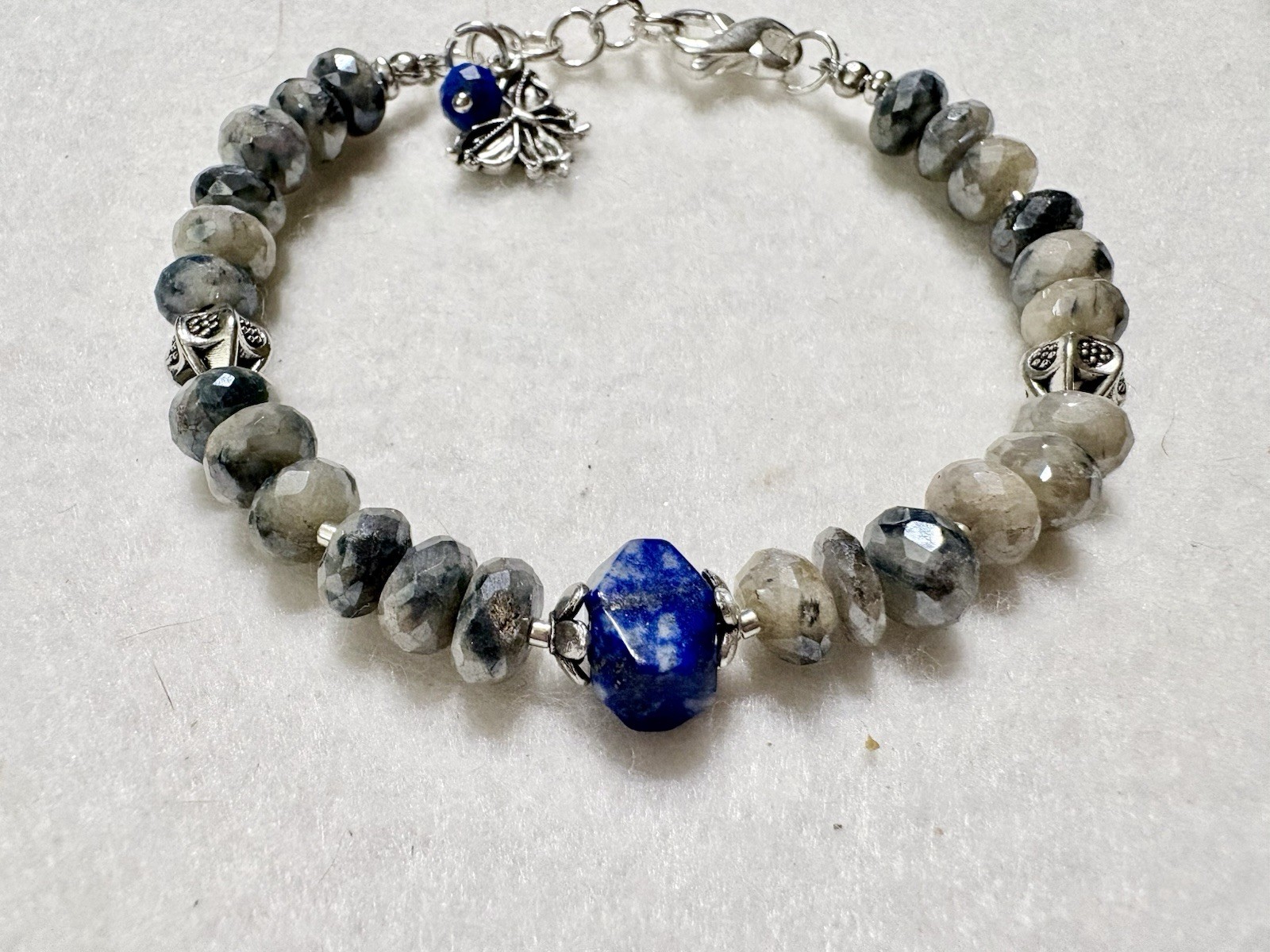 Artisan Handcrafted Silverite bracelet With A Lapis Accent