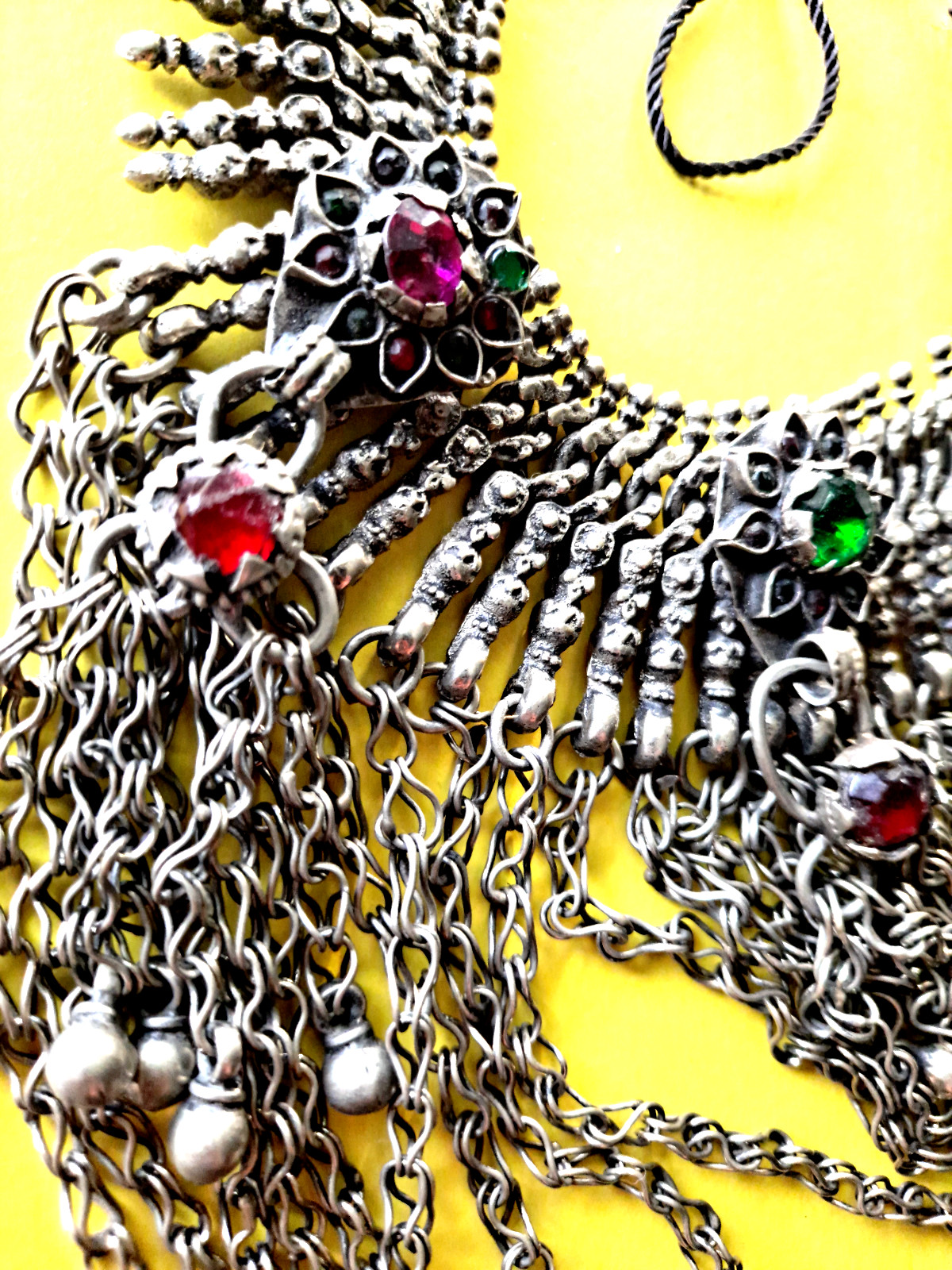 Vint Cascade Afghani Necklace Huge Fringe Afghanistan Necklace Heavy Authentic