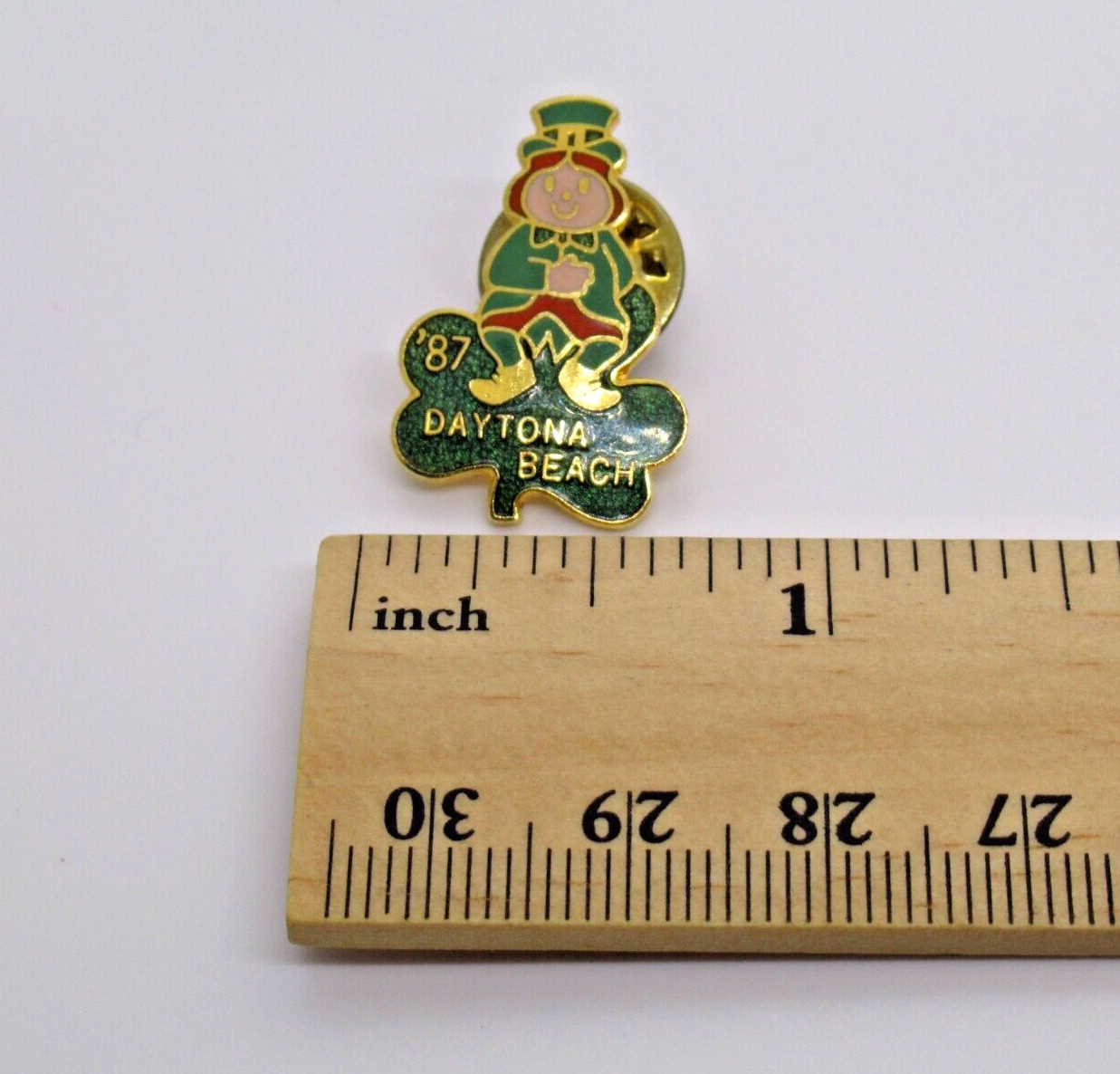 Vintage 1987 Daytona Beach Leprechaun Pin St. Patrick’s Day Shamrock Luck
